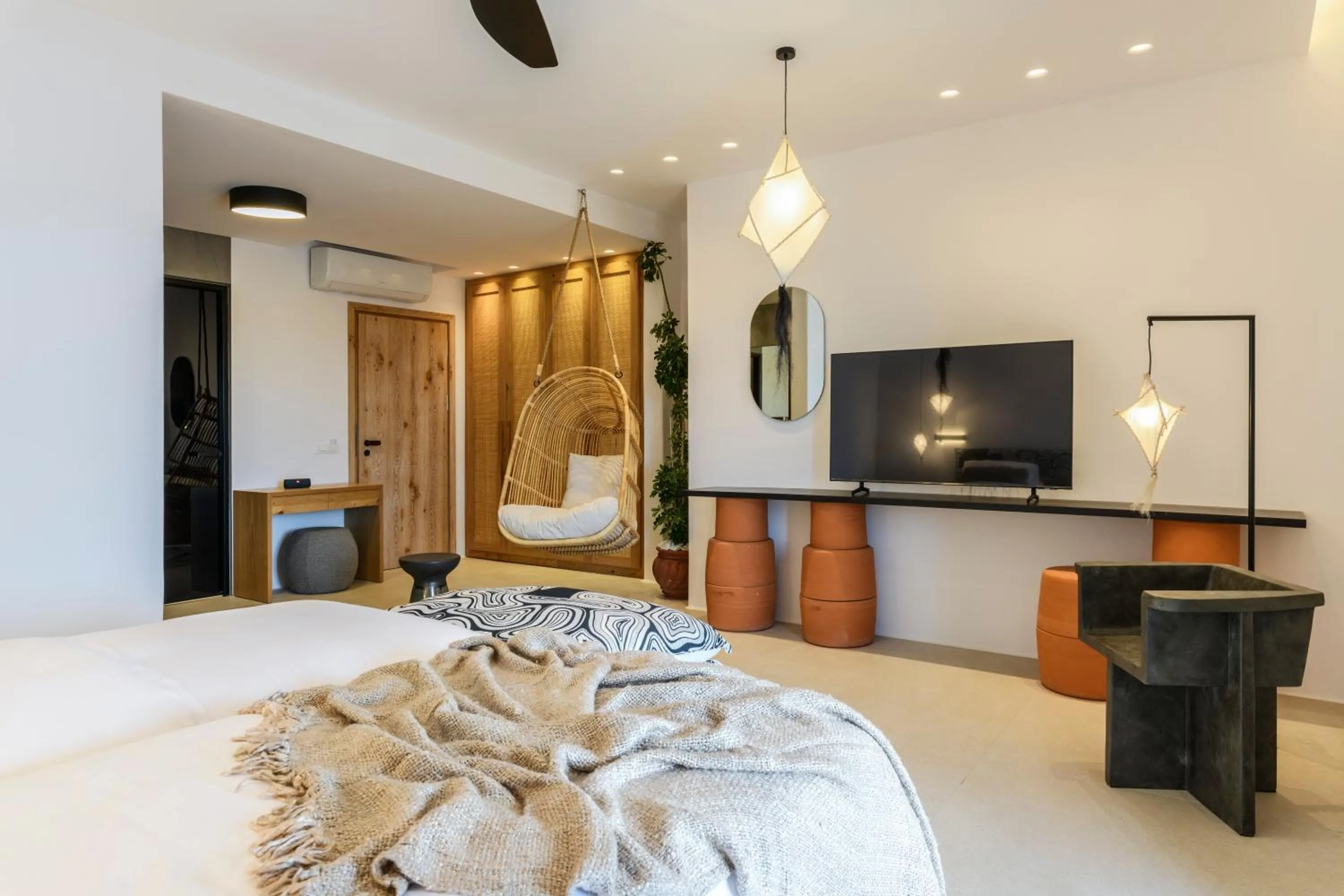 Bed in Nasta Suites & Villas Intentional Living Mykonos