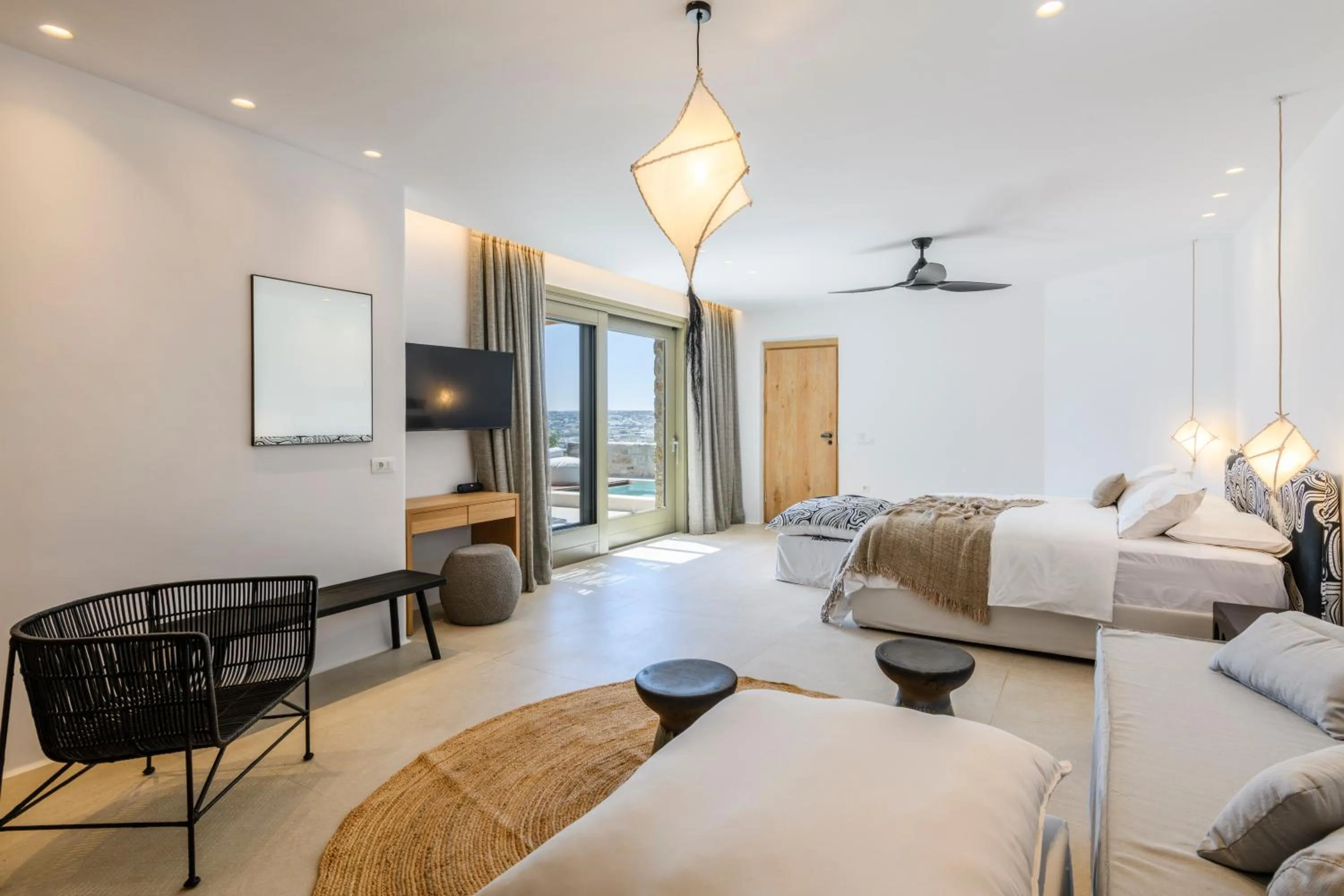 Bed in Nasta Suites & Villas Intentional Living Mykonos