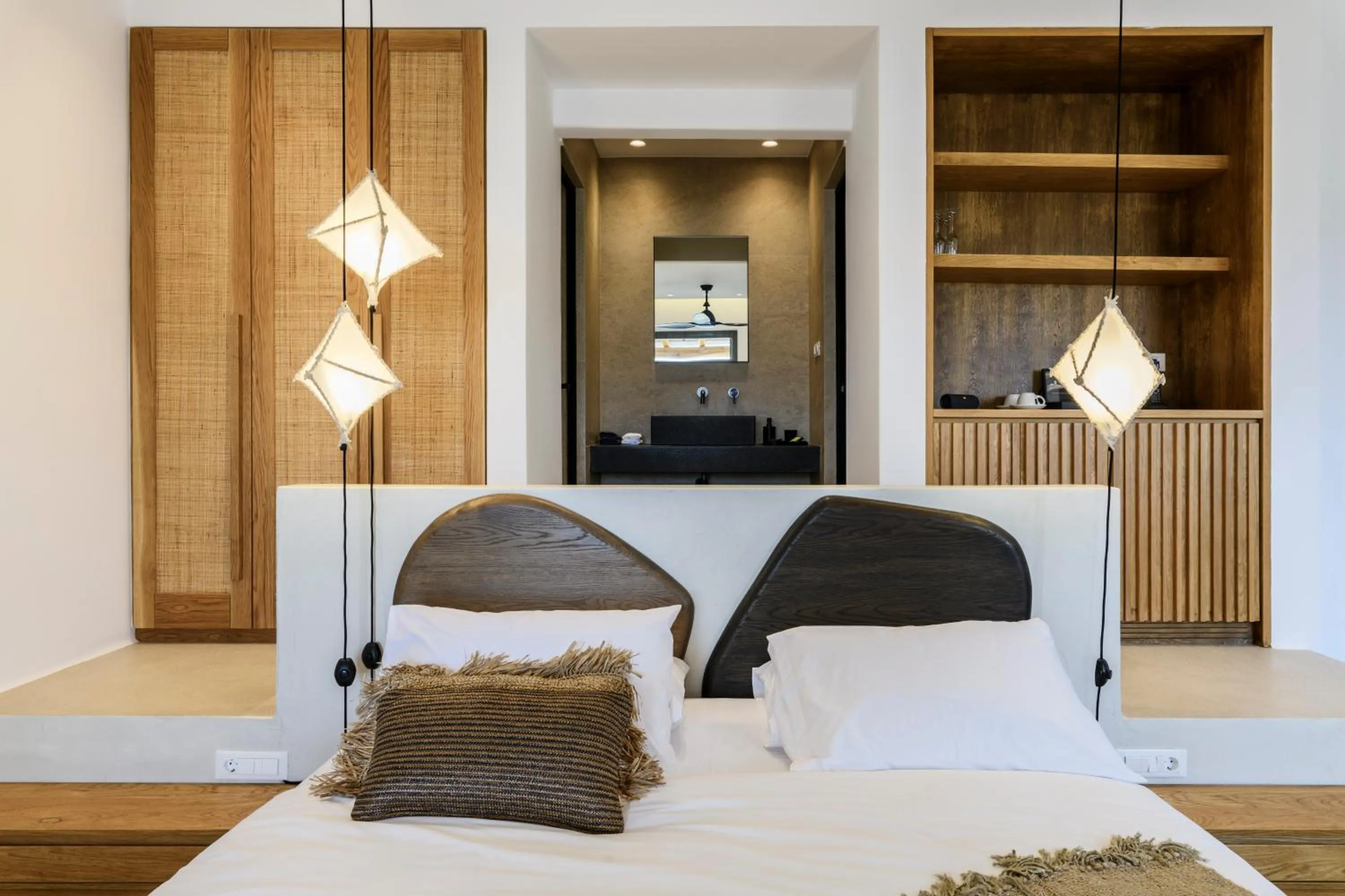 Bed in Nasta Suites & Villas Intentional Living Mykonos