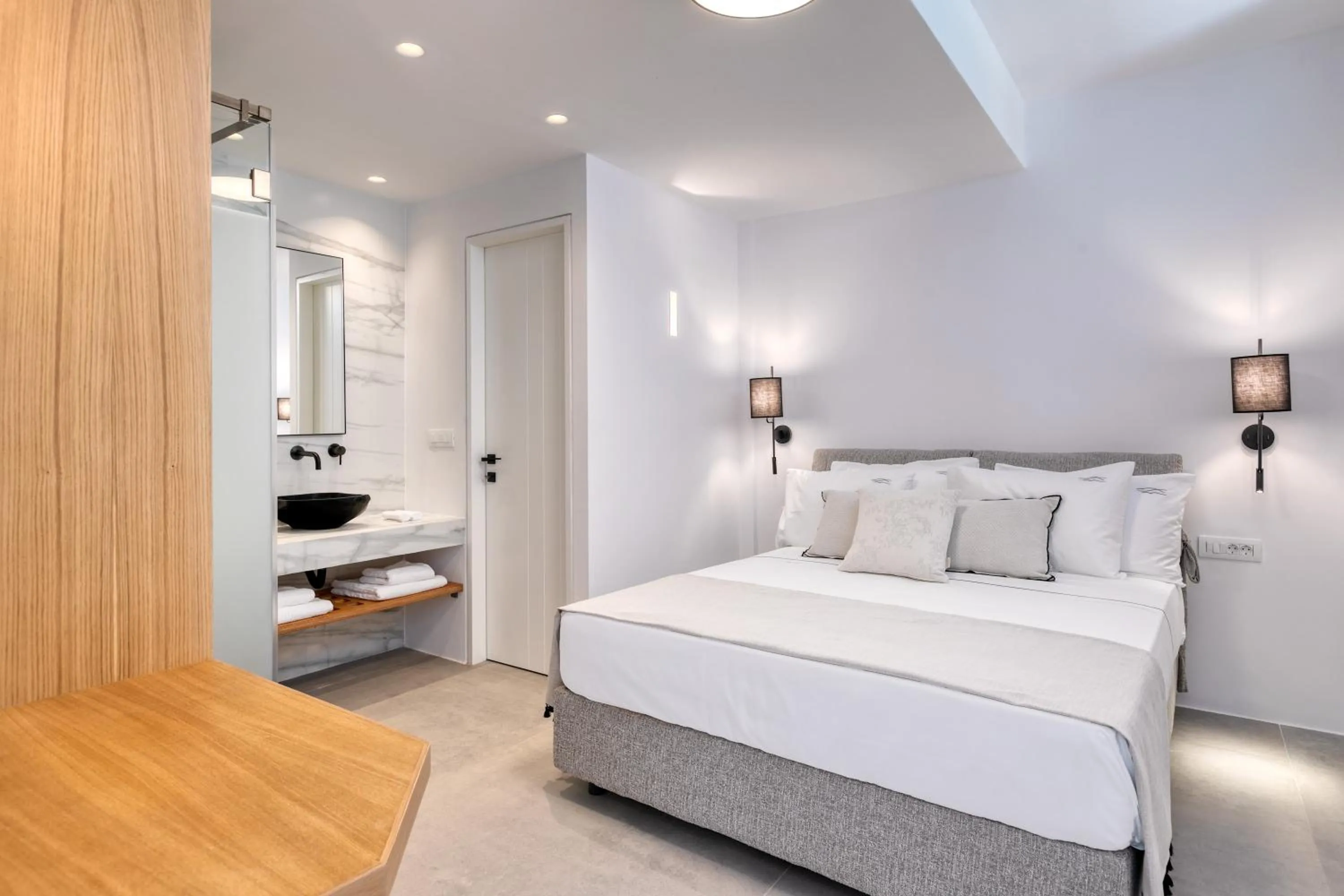 Bed in Nasta Suites & Villas Intentional Living Mykonos