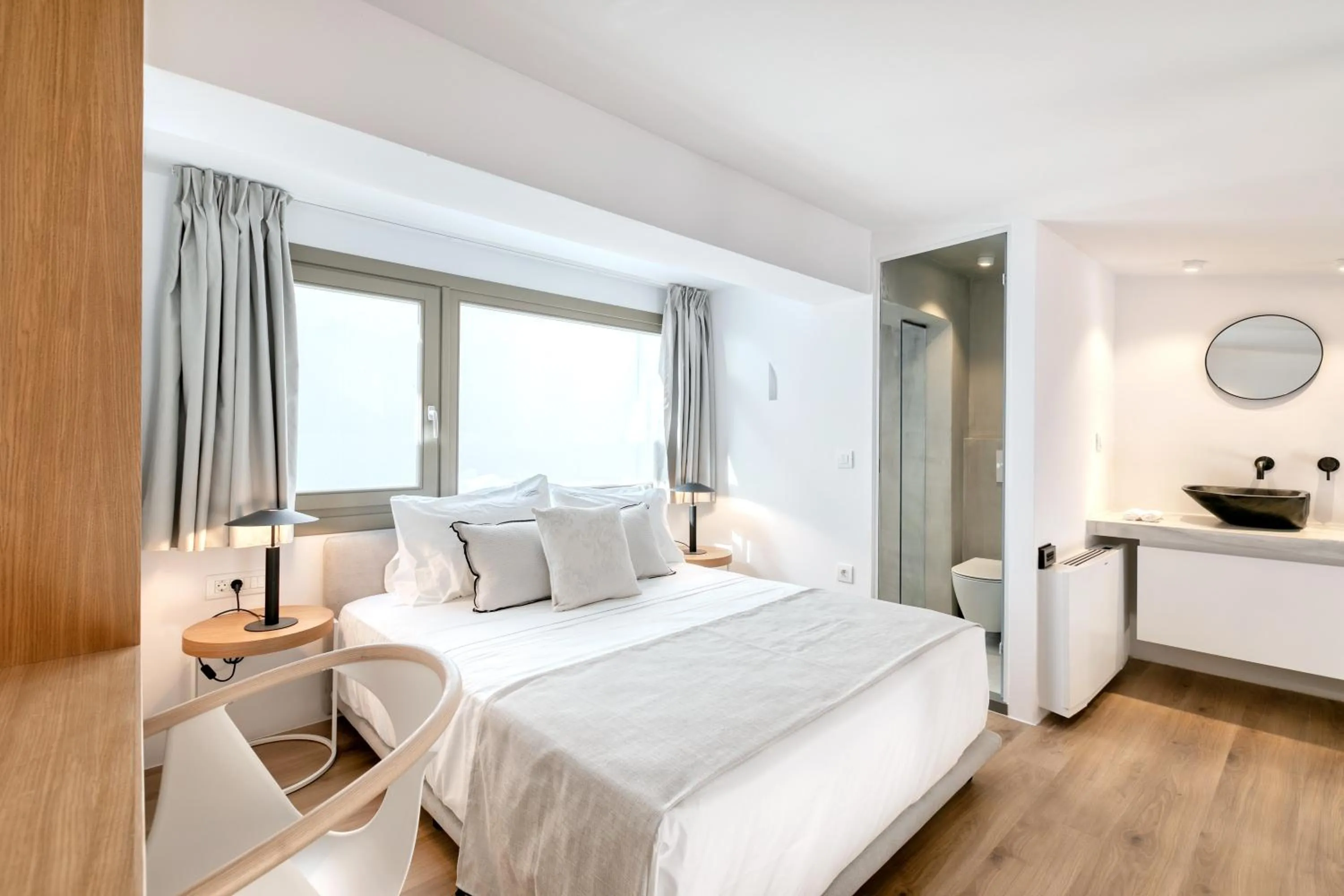 Bed in Nasta Suites & Villas Intentional Living Mykonos