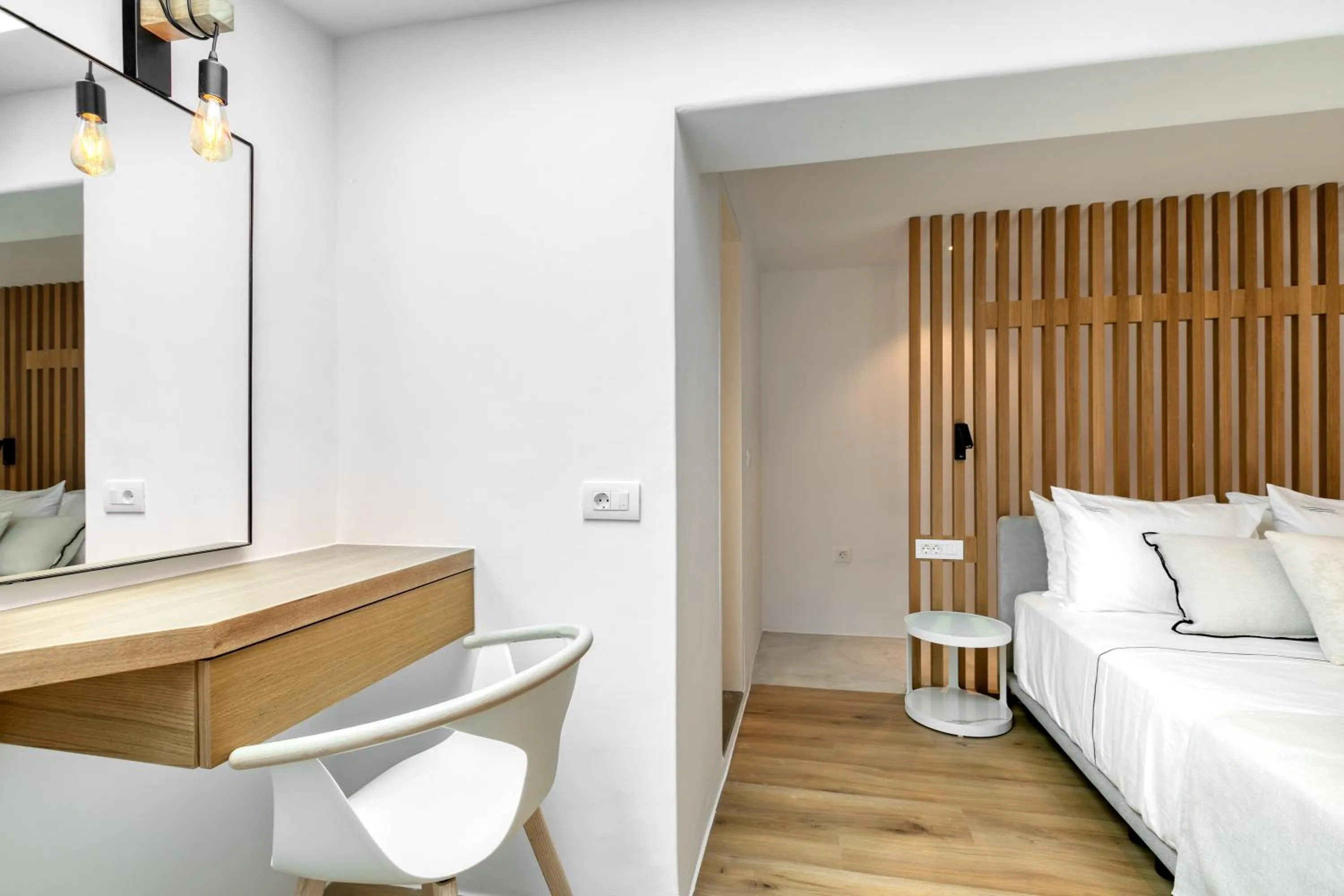 Bed in Nasta Suites & Villas Intentional Living Mykonos