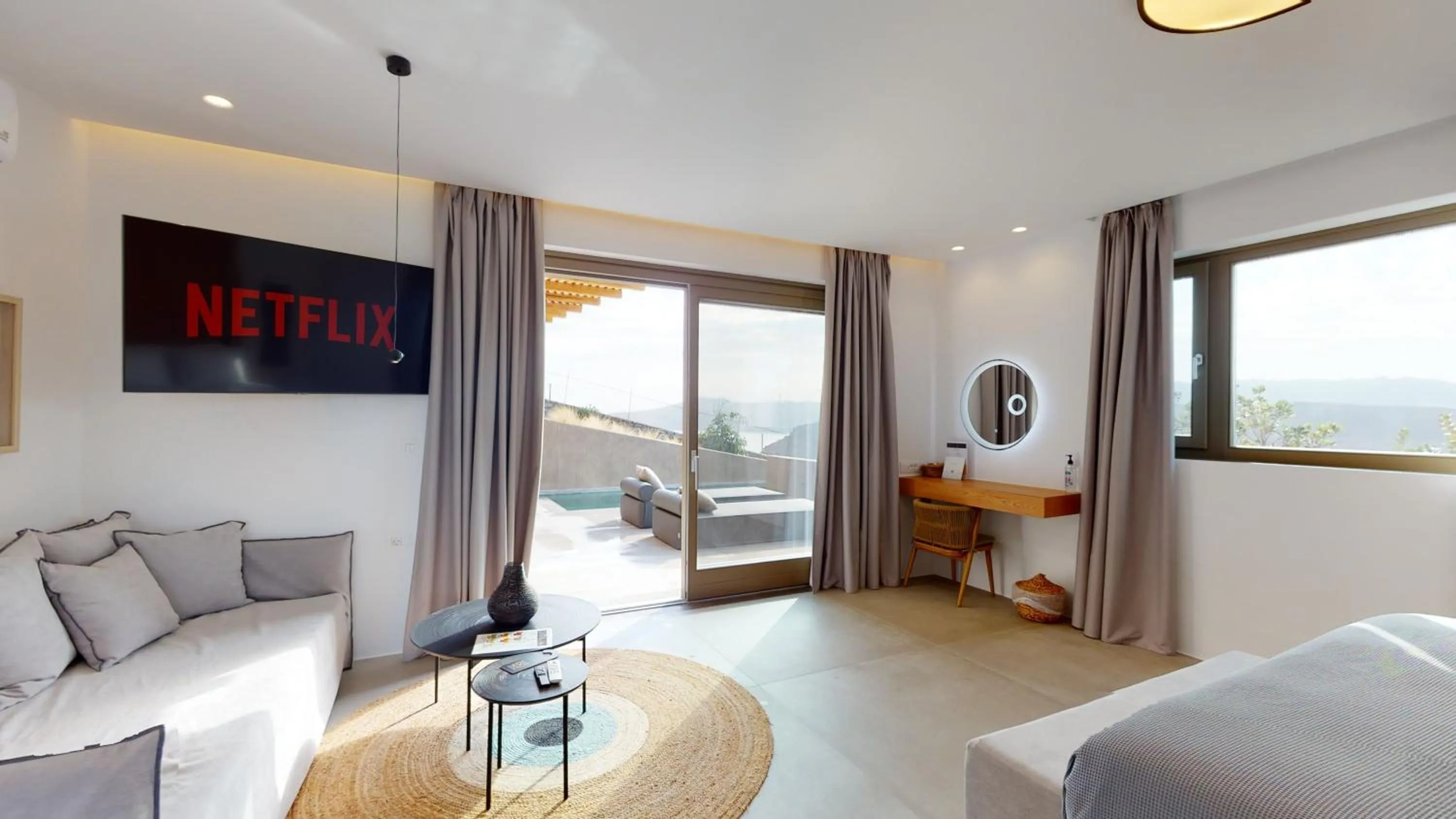 Bed in Nasta Suites & Villas Intentional Living Mykonos