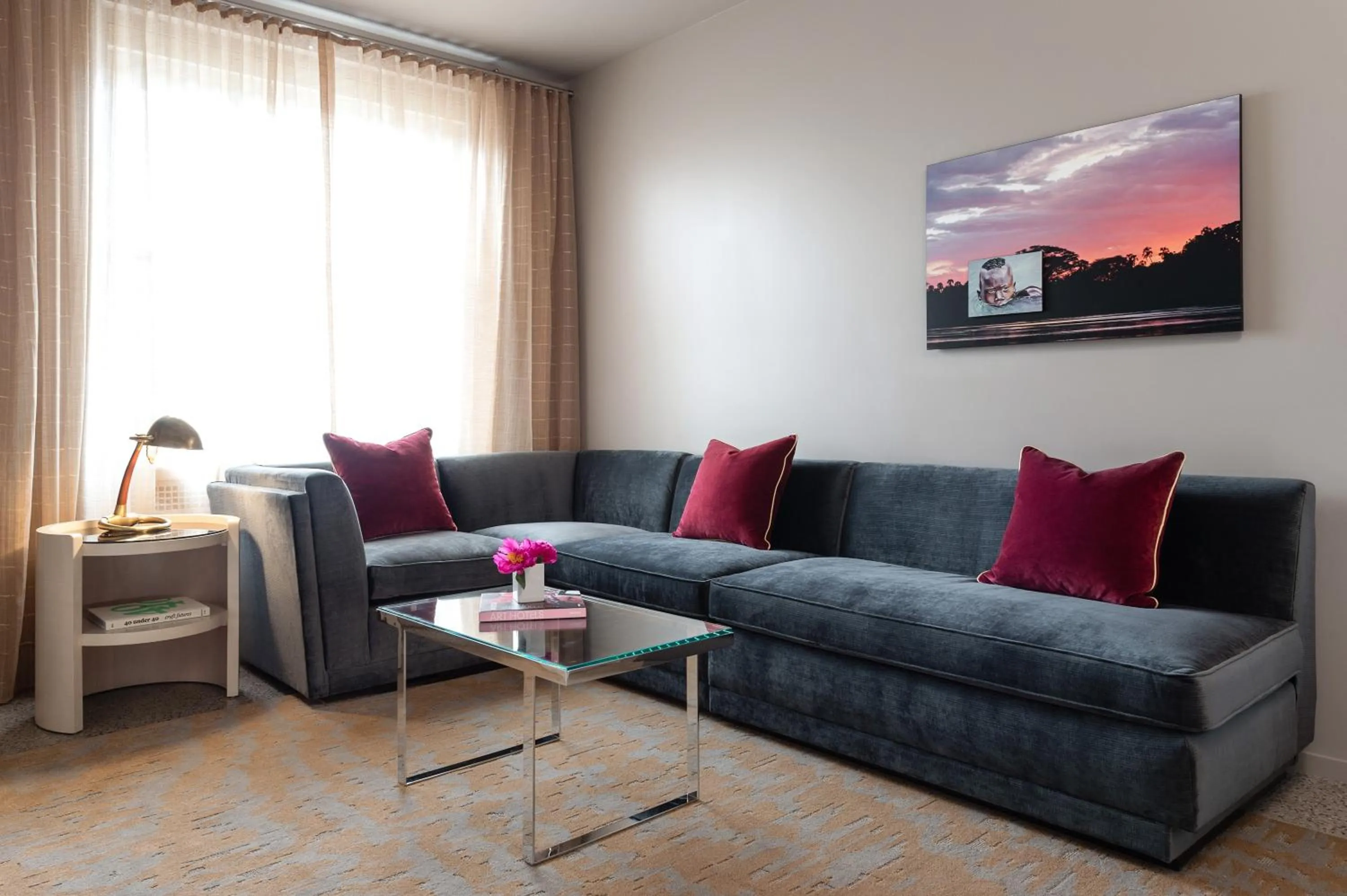 Seating area in 21c Museum Hotel Durham