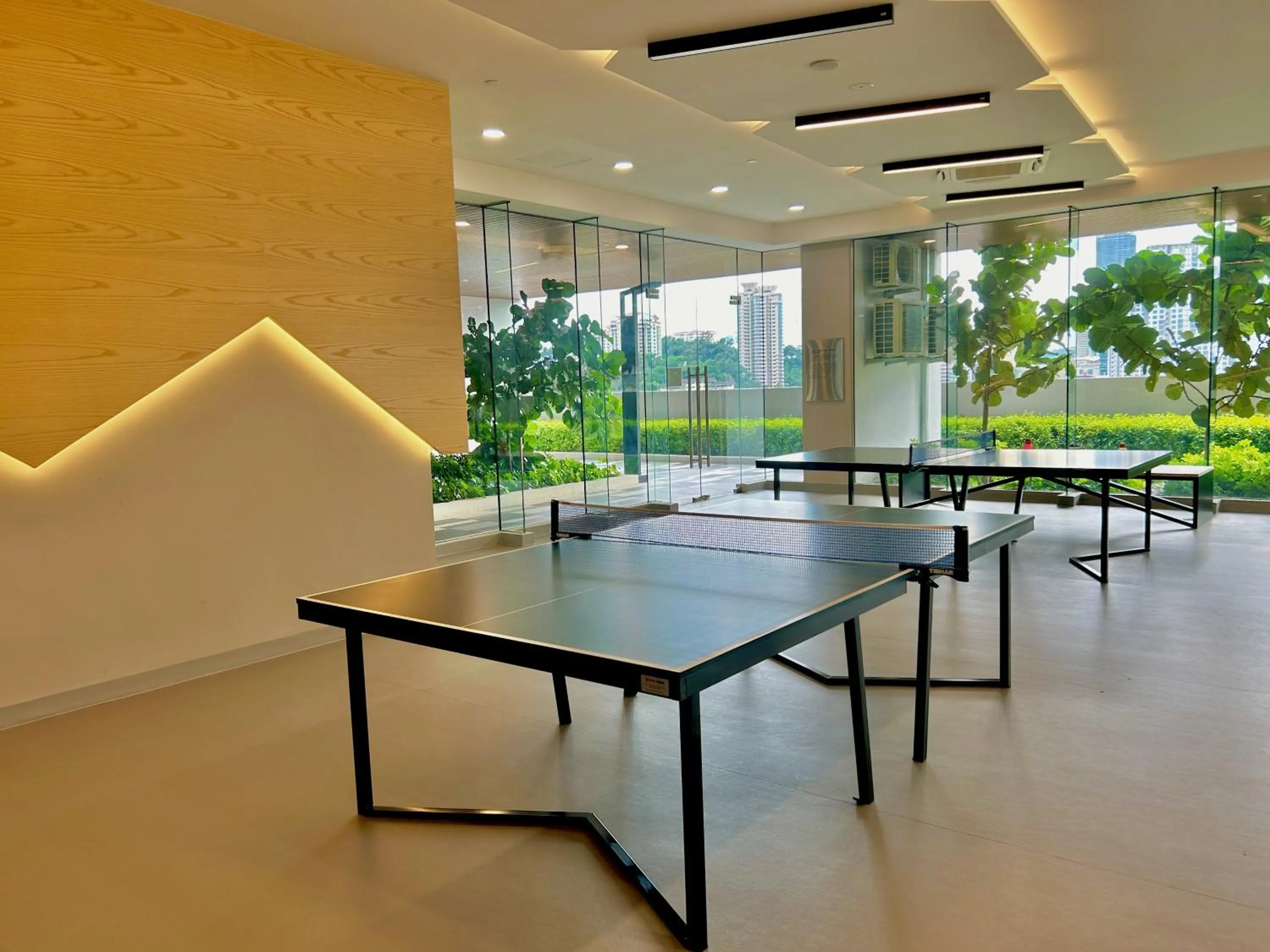 Table tennis in KL Central 33rd Floor KLCC view