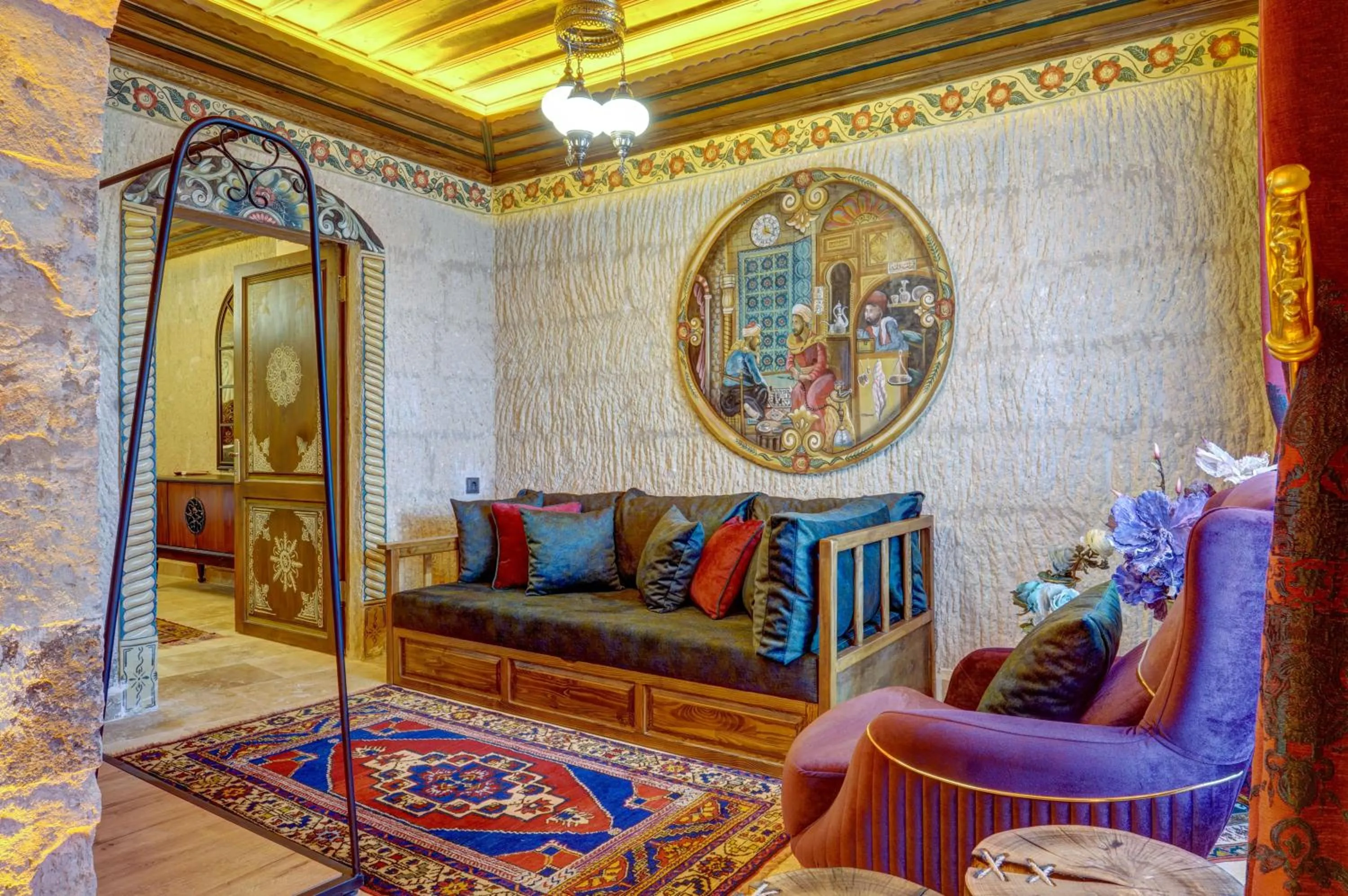 Living room in Kasr-ı Kapadokya Cave Suites