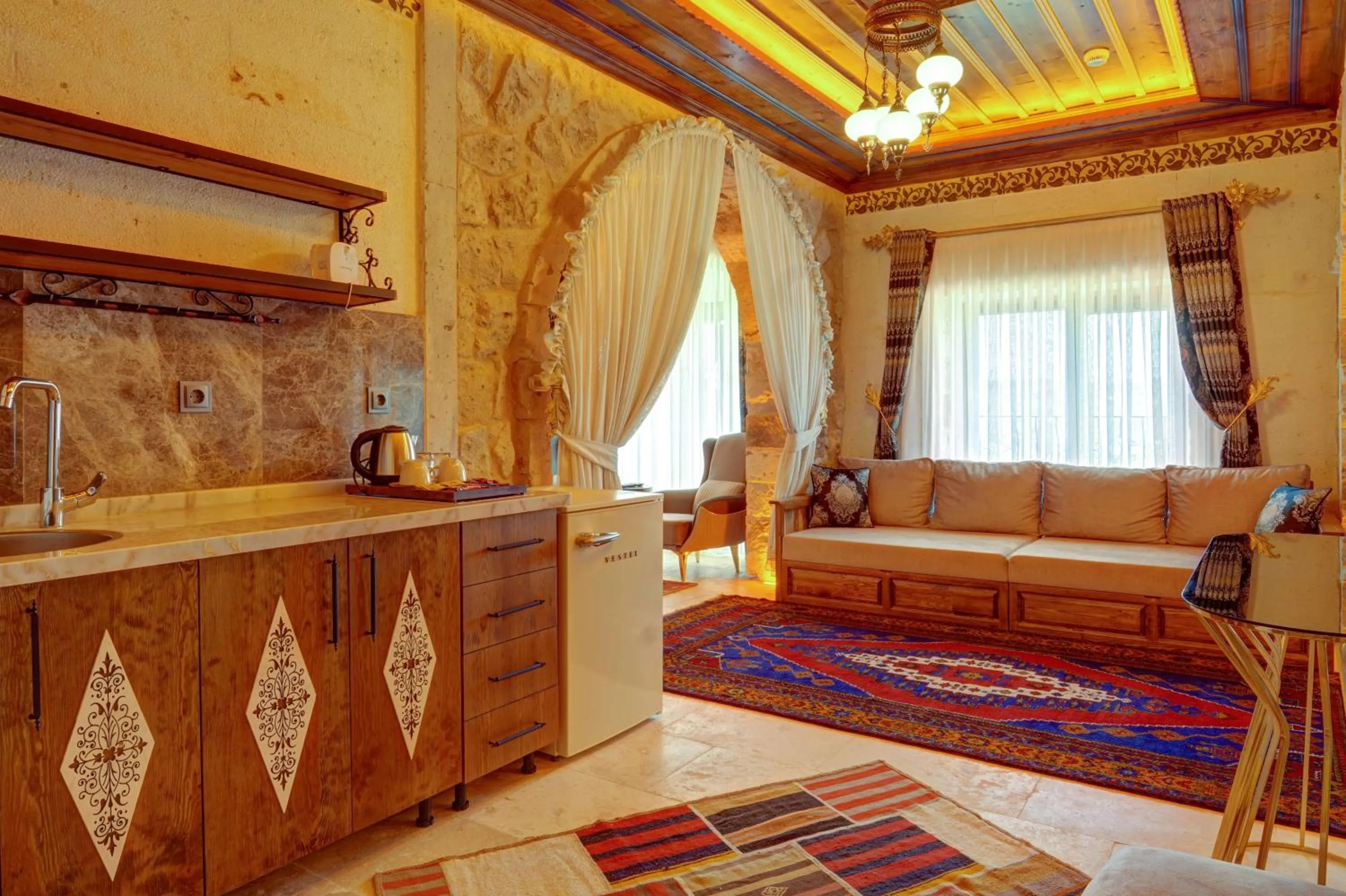 Living room in Kasr-ı Kapadokya Cave Suites