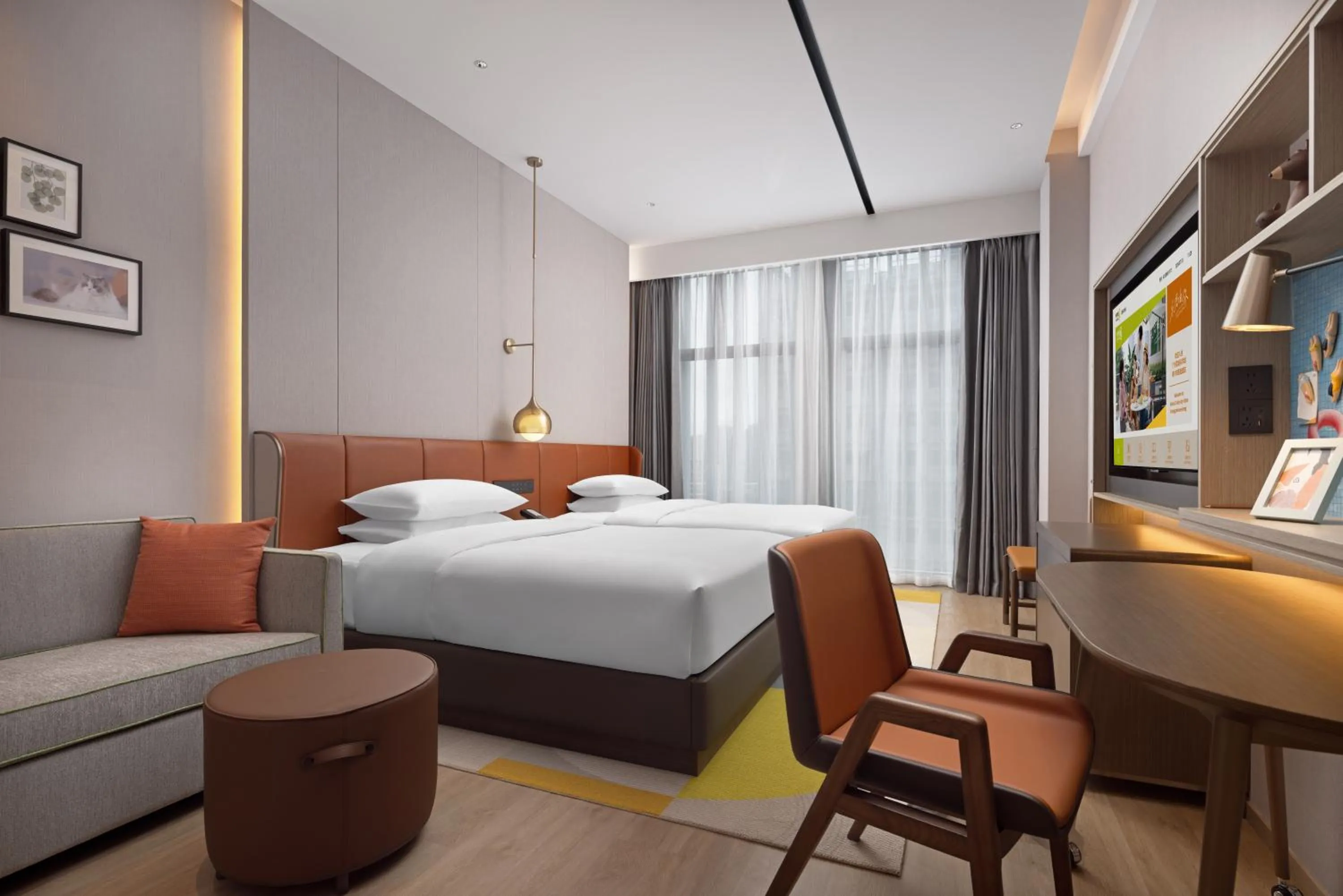 Photo of the whole room, Bed in Home2 Suites by Hilton Guangzhou Huangpu Science City Free shuttle buses are provided during the Canton Fair