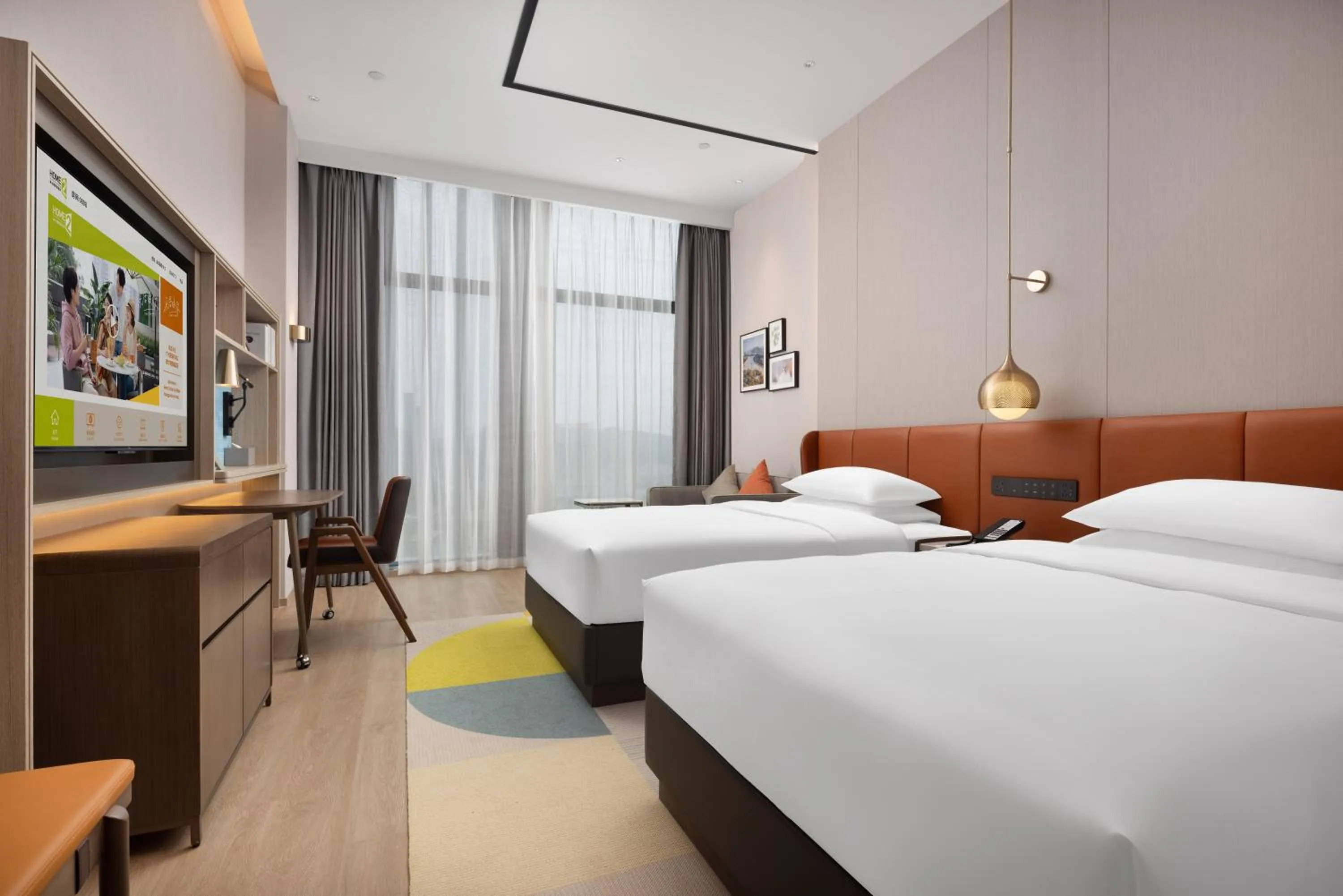 Bed in Home2 Suites by Hilton Guangzhou Huangpu Science City Free shuttle buses are provided during the Canton Fair