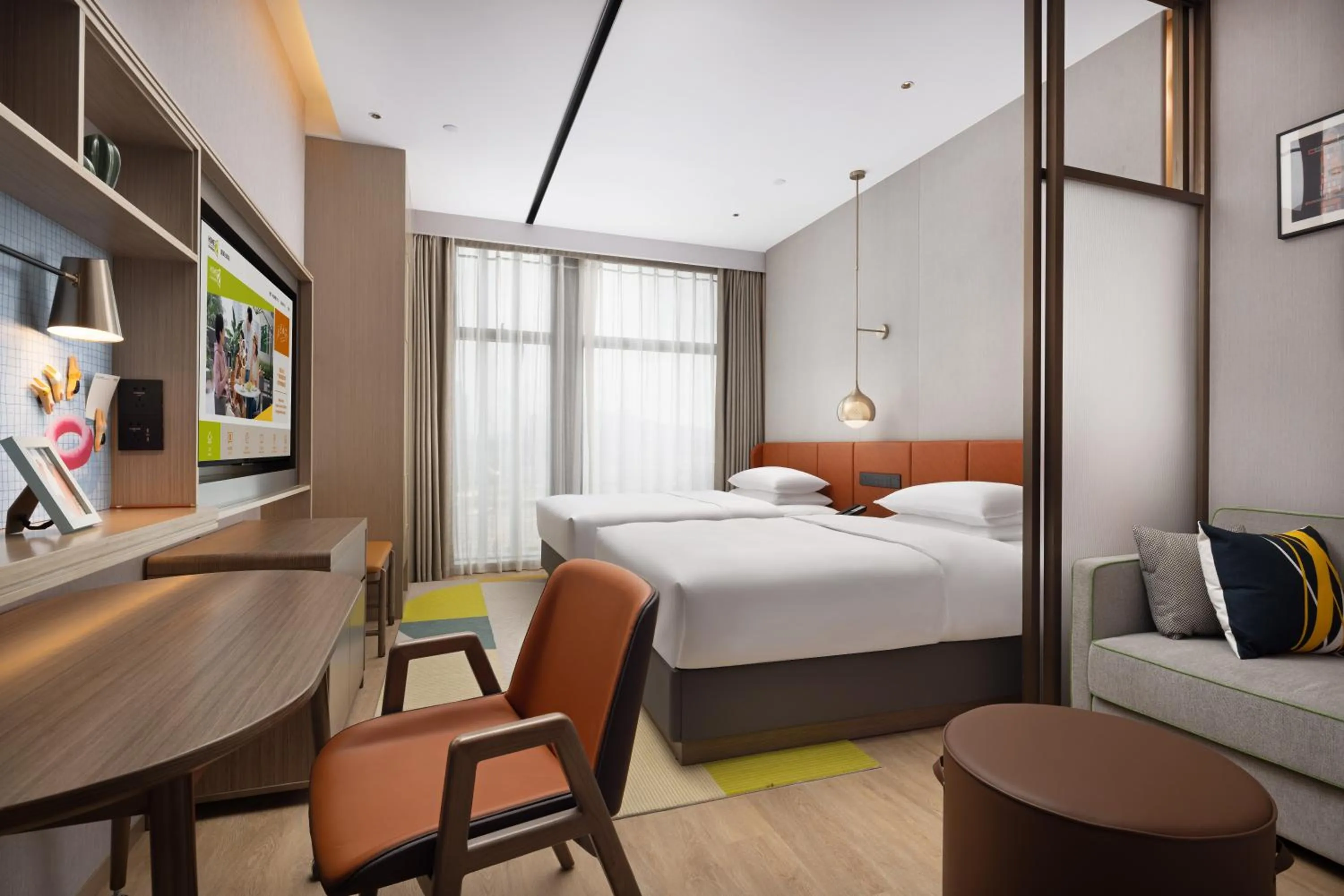 Bedroom, Bed in Home2 Suites by Hilton Guangzhou Huangpu Science City Free shuttle buses are provided during the Canton Fair
