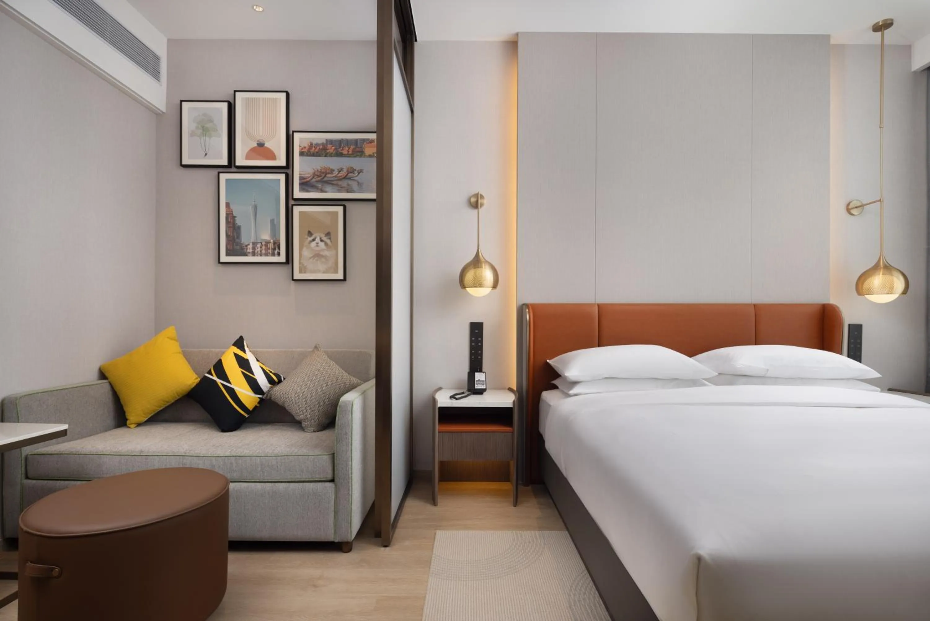 Living room, Bed in Home2 Suites by Hilton Guangzhou Huangpu Science City Free shuttle buses are provided during the Canton Fair