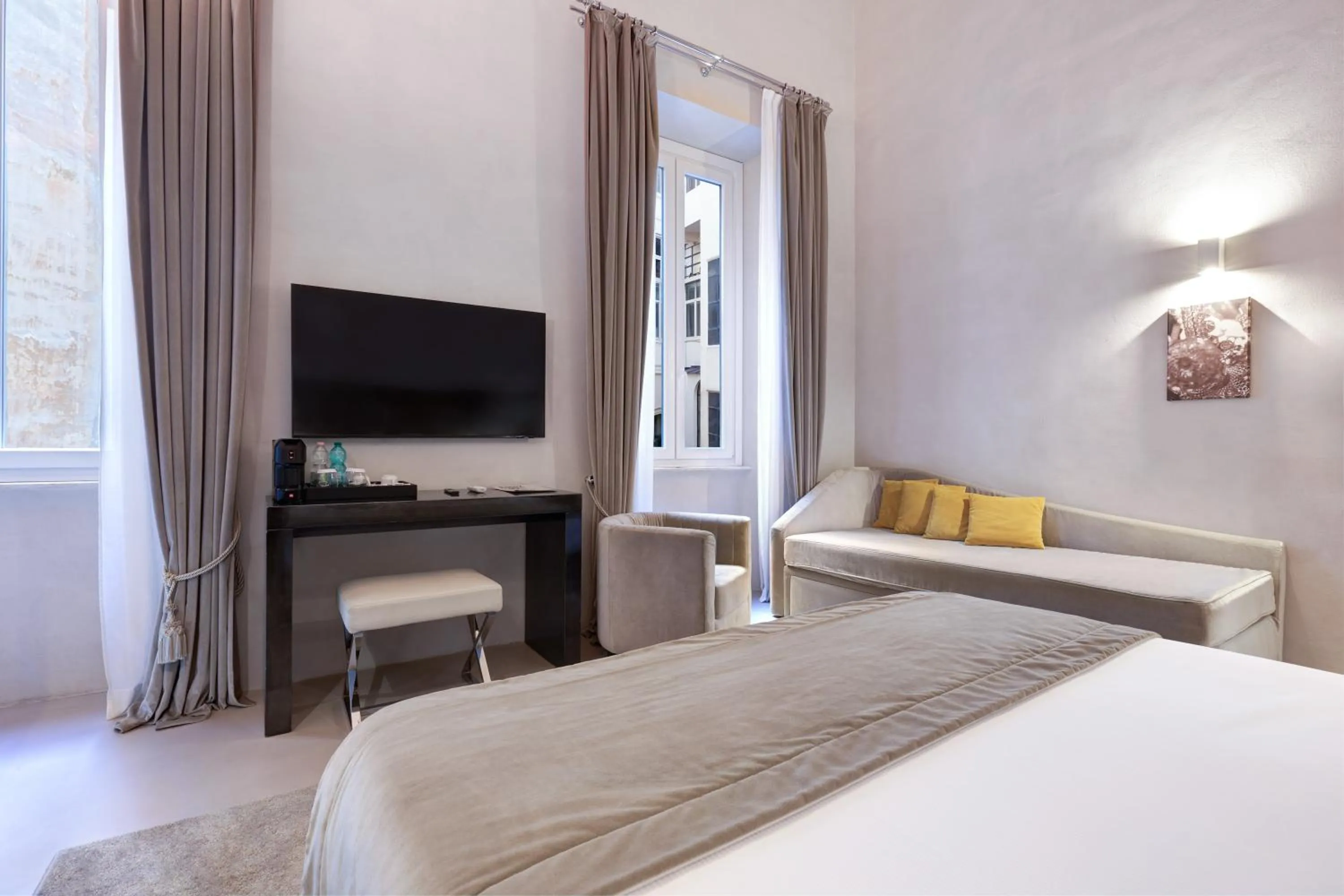 Communal lounge/ TV room, Bed in Terrace Pantheon Relais