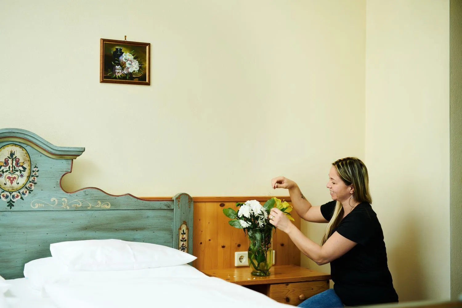 People, Bed in Hotel Garni Thermenoase