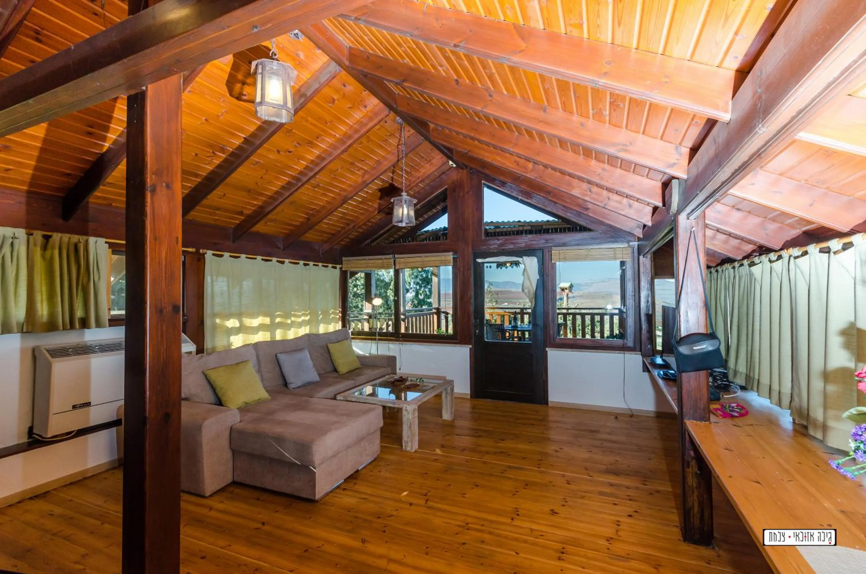 Family in Beautiful Lake View Wooden House