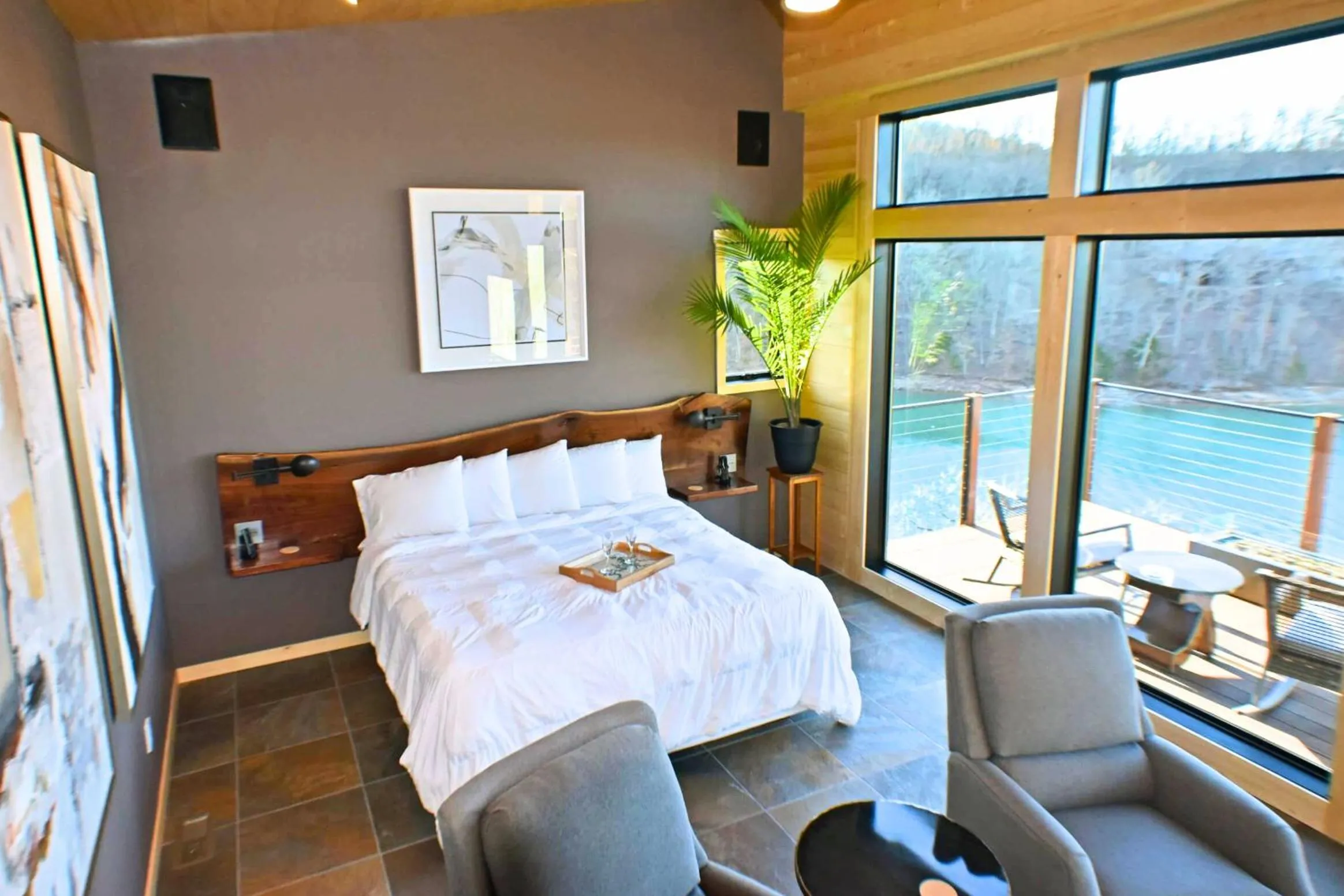 Bed in Beaver Lakefront Cabins - Couples Only Getaways