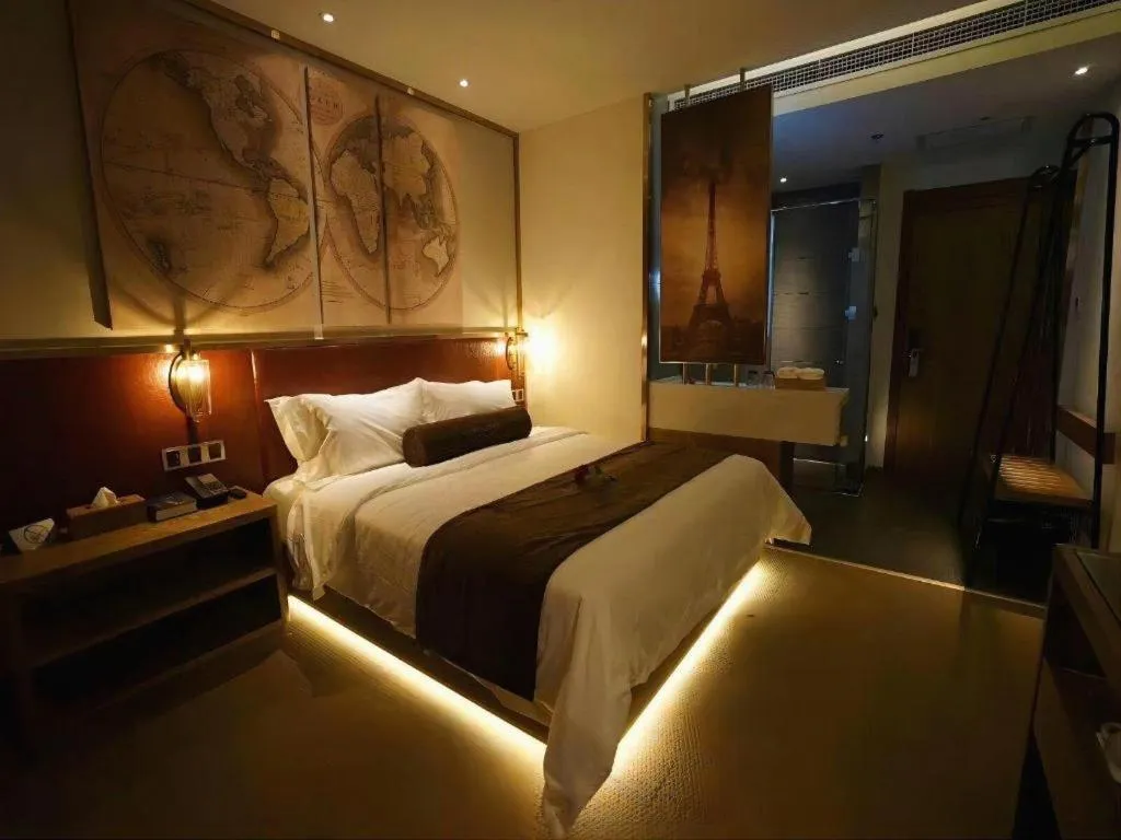 Bed in James Joyce Coffetel Beijing Yizhuang Rongjing East Street Subway Station