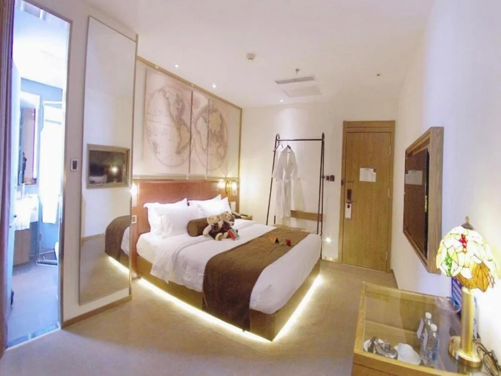 Bed in James Joyce Coffetel Beijing Yizhuang Rongjing East Street Subway Station