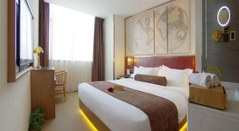 Bed in James Joyce Coffetel Beijing Yizhuang Rongjing East Street Subway Station