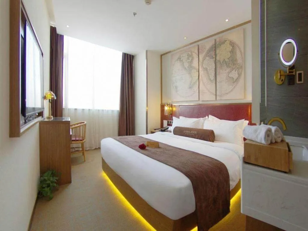 Bed in James Joyce Coffetel Beijing Yizhuang Rongjing East Street Subway Station