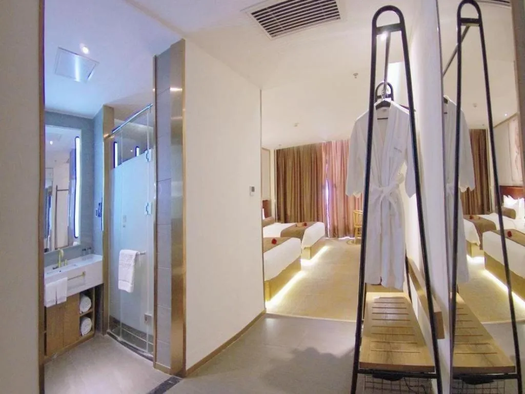 Bed in James Joyce Coffetel Beijing Yizhuang Rongjing East Street Subway Station