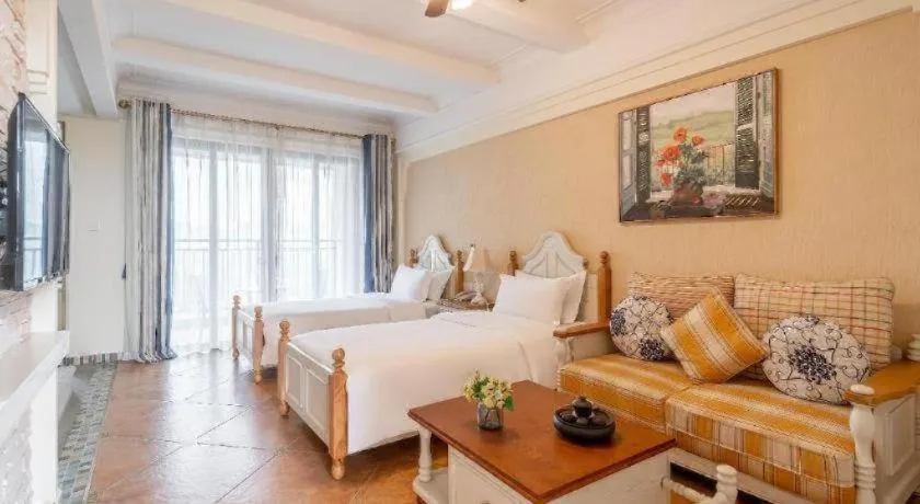 Bed in Poltton International Service Apartment Fujian Changtai Mayangxi