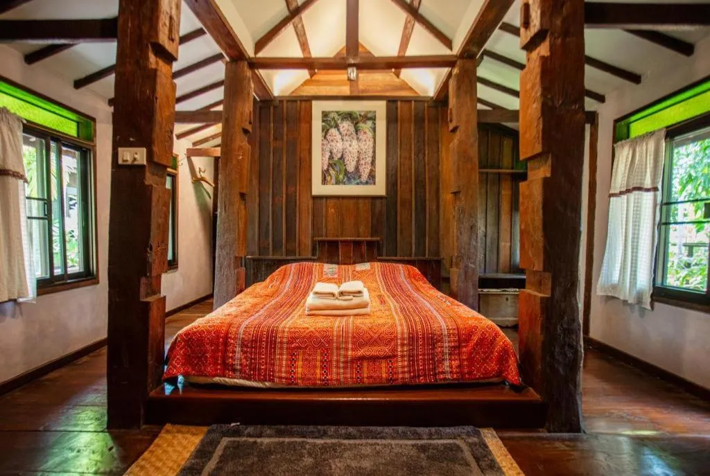 Bed in Lanna Rice Barn Homestay