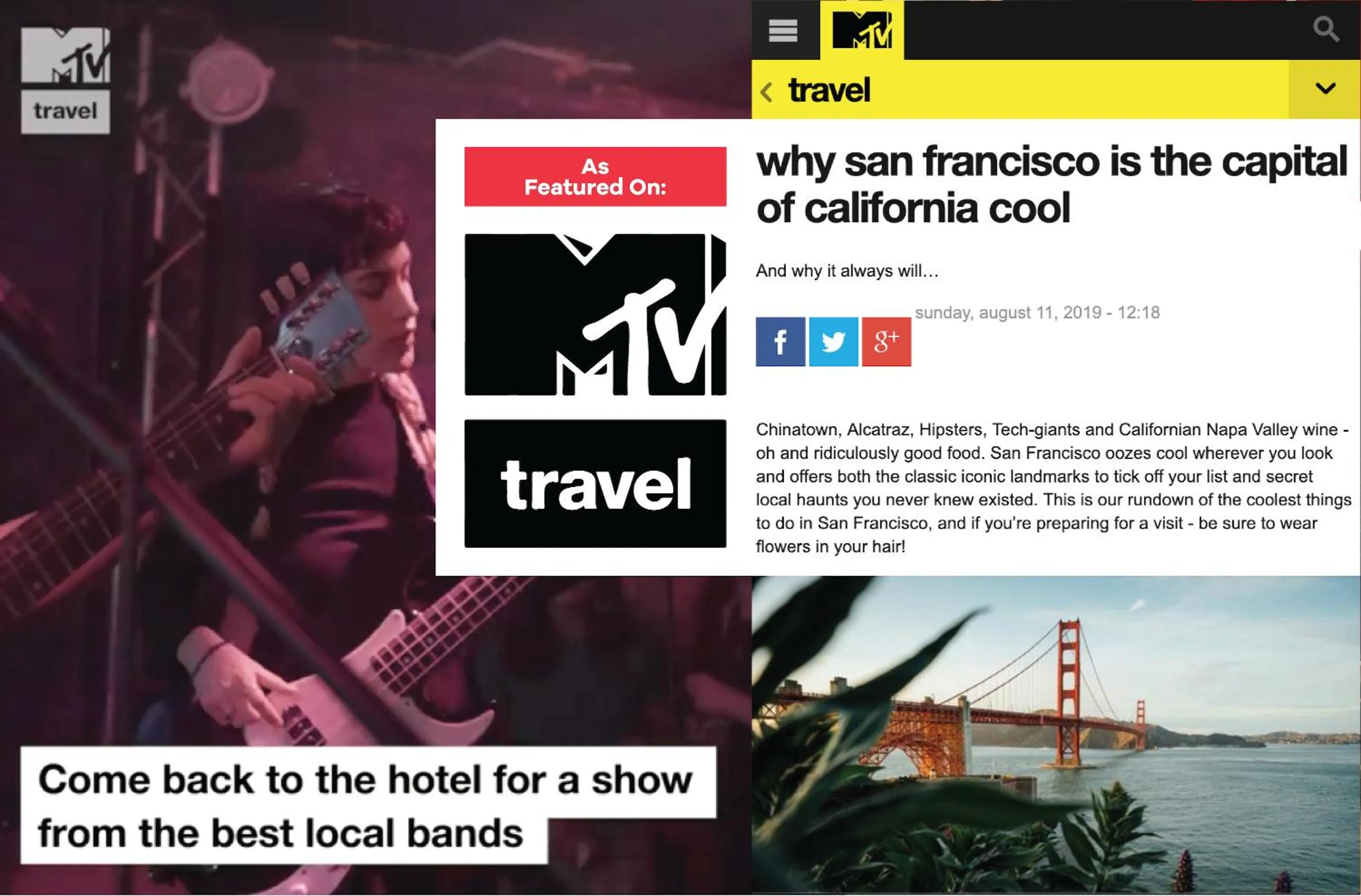 Entertainment in Music City Hotel - The San Francisco Music Experience