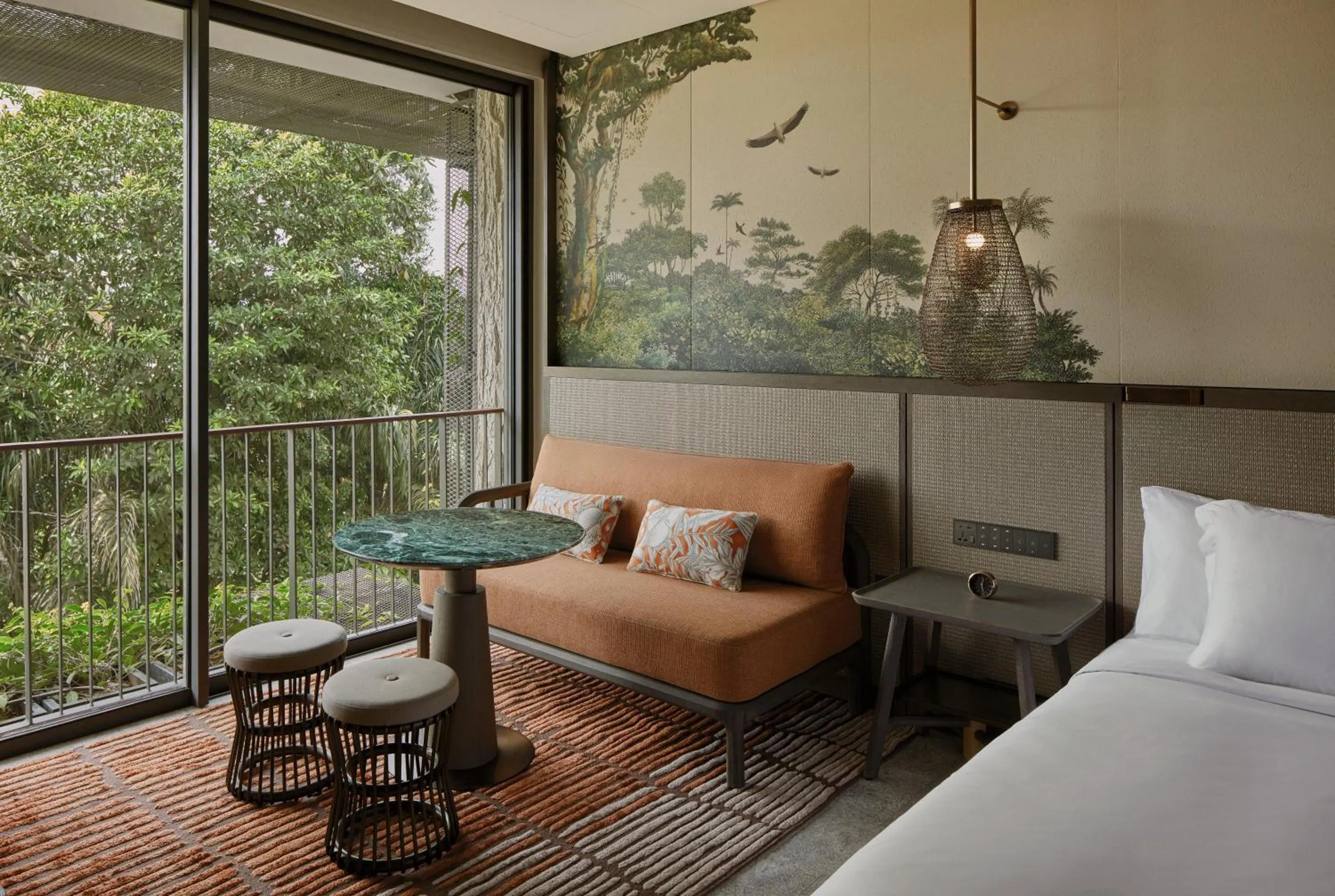 Seating area, Bed in Mandai Rainforest Resort by Banyan Tree