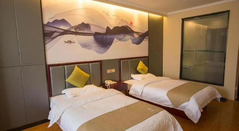 Bed in GreenTree Inn Anhui Fuyang Funan East Huaihe Road Express Hotel