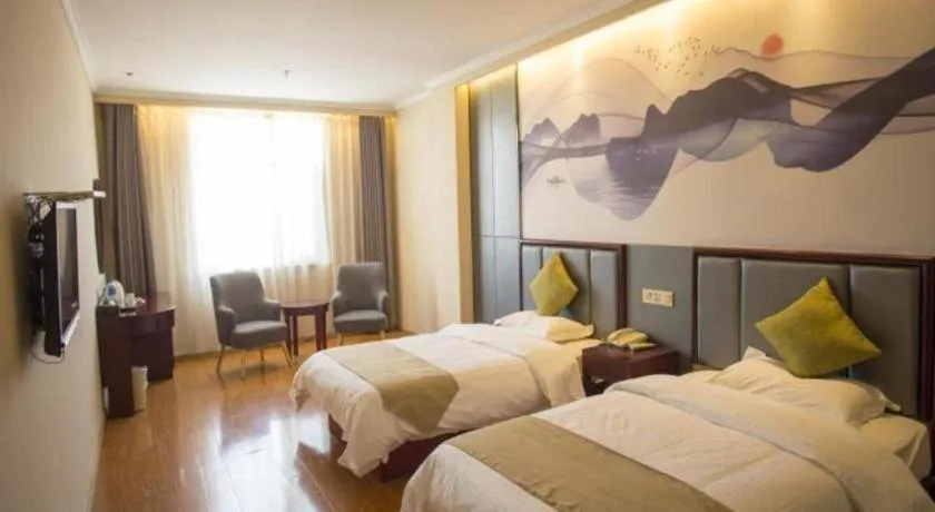 Bed in GreenTree Inn Anhui Fuyang Funan East Huaihe Road Express Hotel