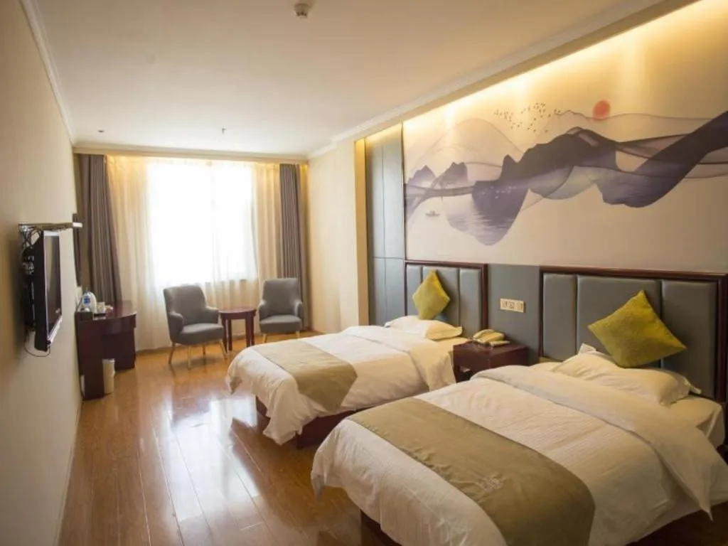 Bed in GreenTree Inn Anhui Fuyang Funan East Huaihe Road Express Hotel