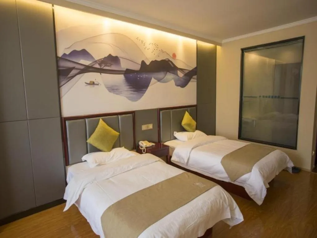 Bed in GreenTree Inn Anhui Fuyang Funan East Huaihe Road Express Hotel
