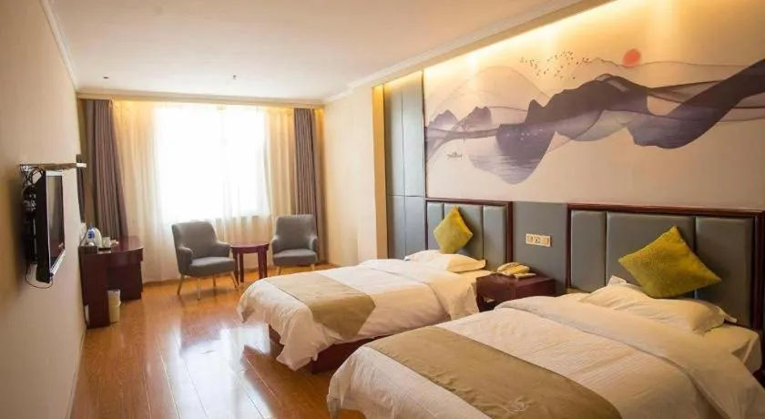 Bed in GreenTree Inn Anhui Fuyang Funan East Huaihe Road Express Hotel