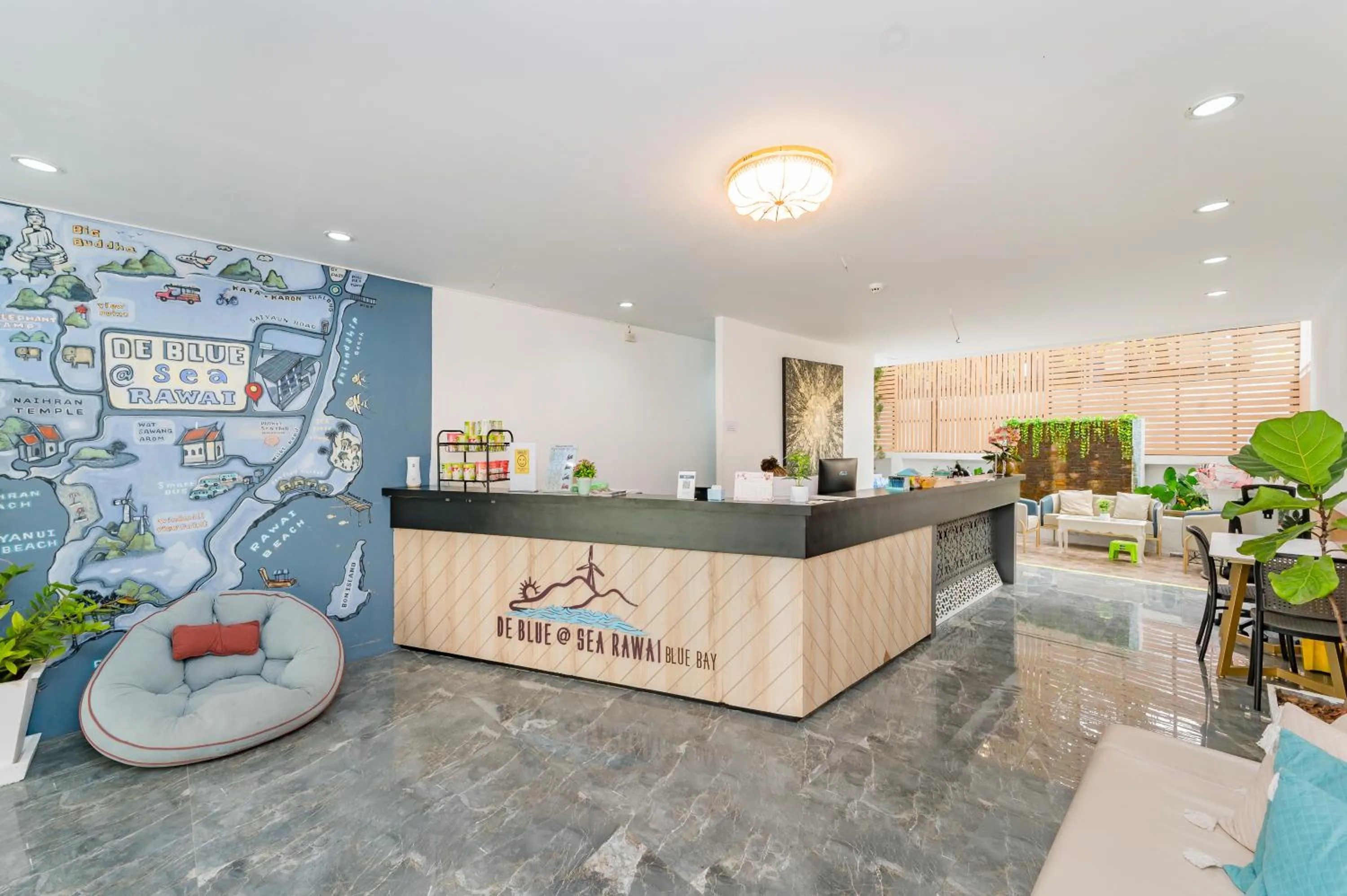 Seating area in De Blue Sea Rawai Hotel