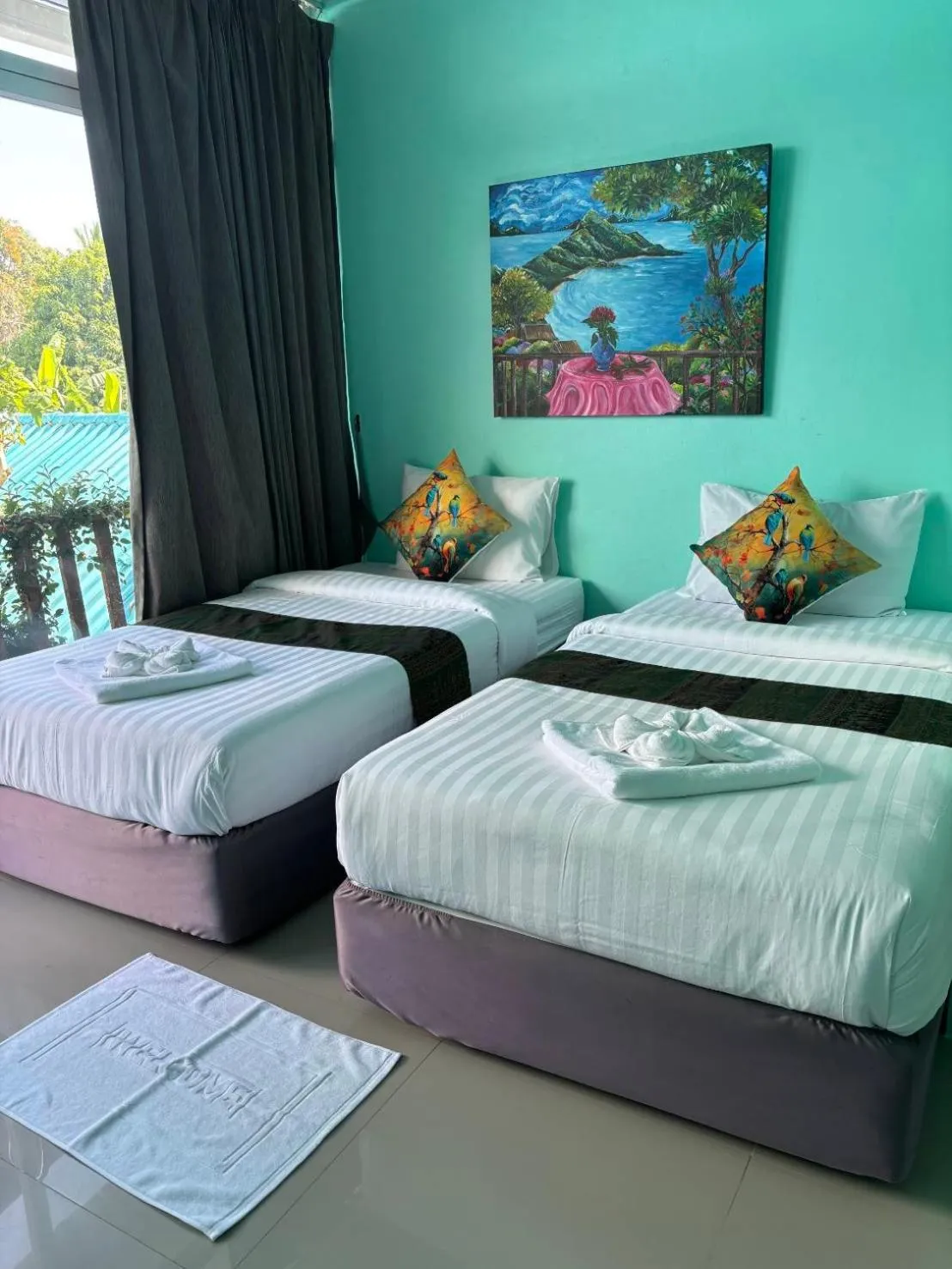 Bed in Hotel Rung Phangan