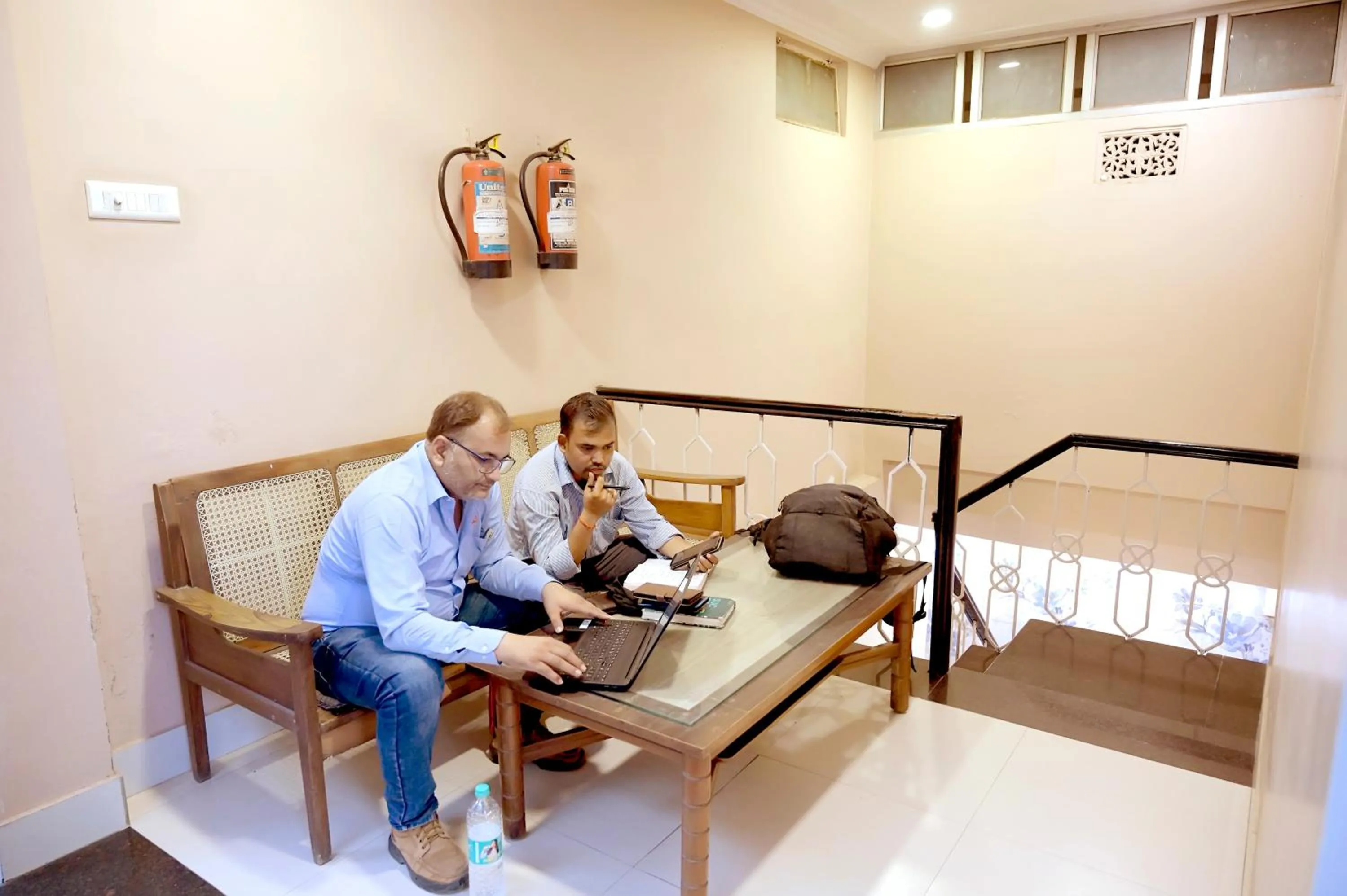 Seating area in Subhash Hotel