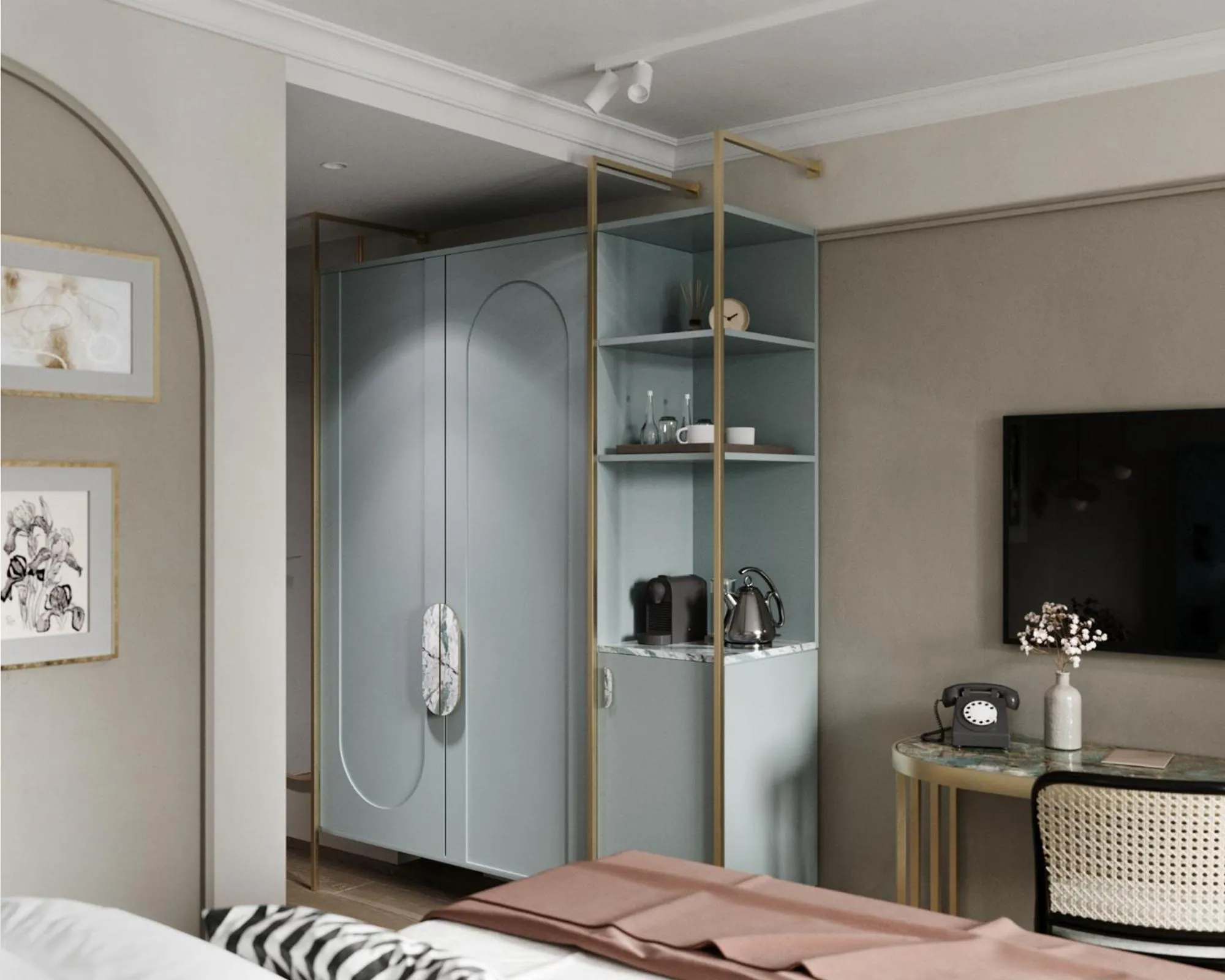 wardrobe, Bed in Hotel Indigo Krakow - Wawel Castle by IHG