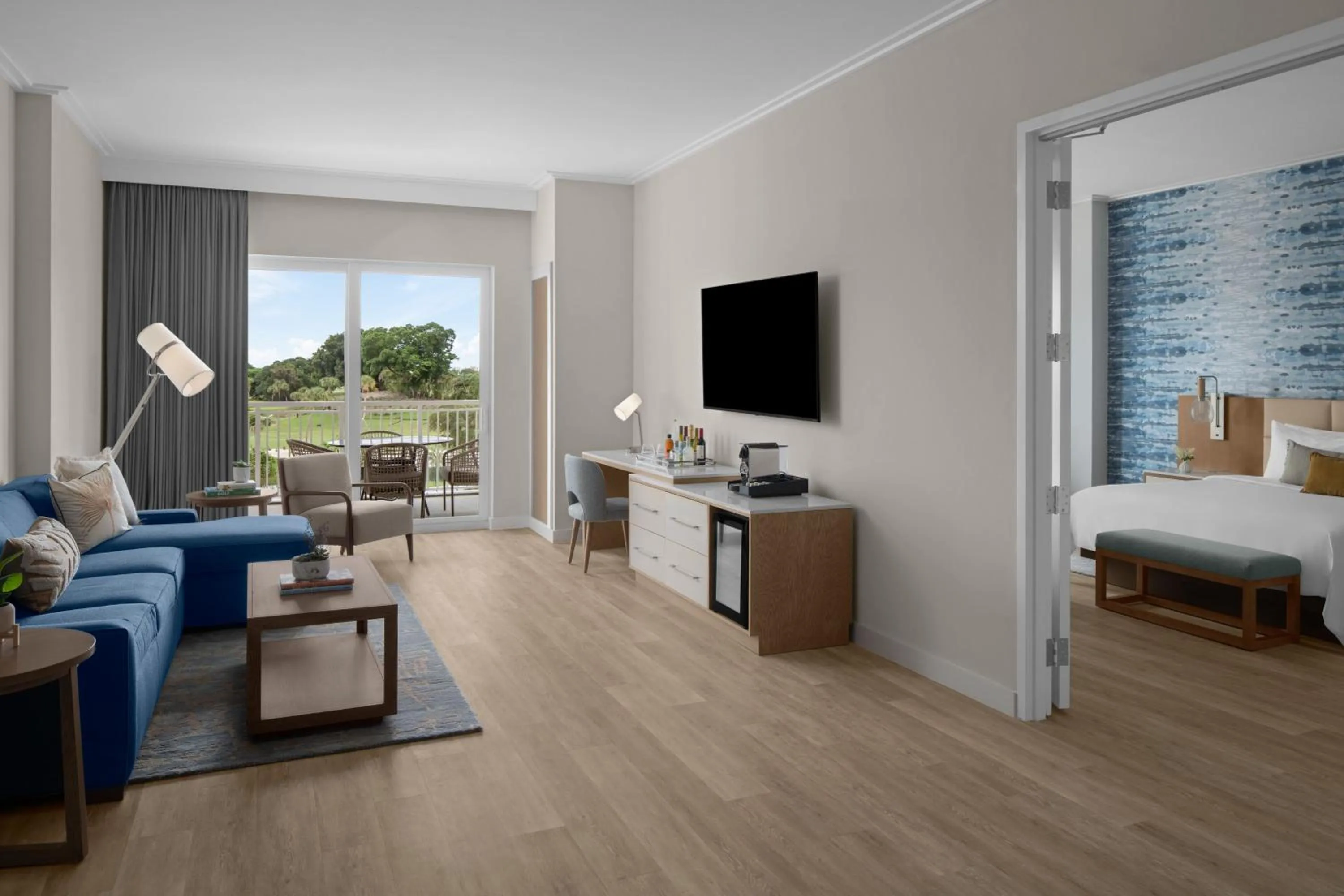 Living room, Bed in The Belgrove Resort & Spa, West Palm Beach, Autograph Collection