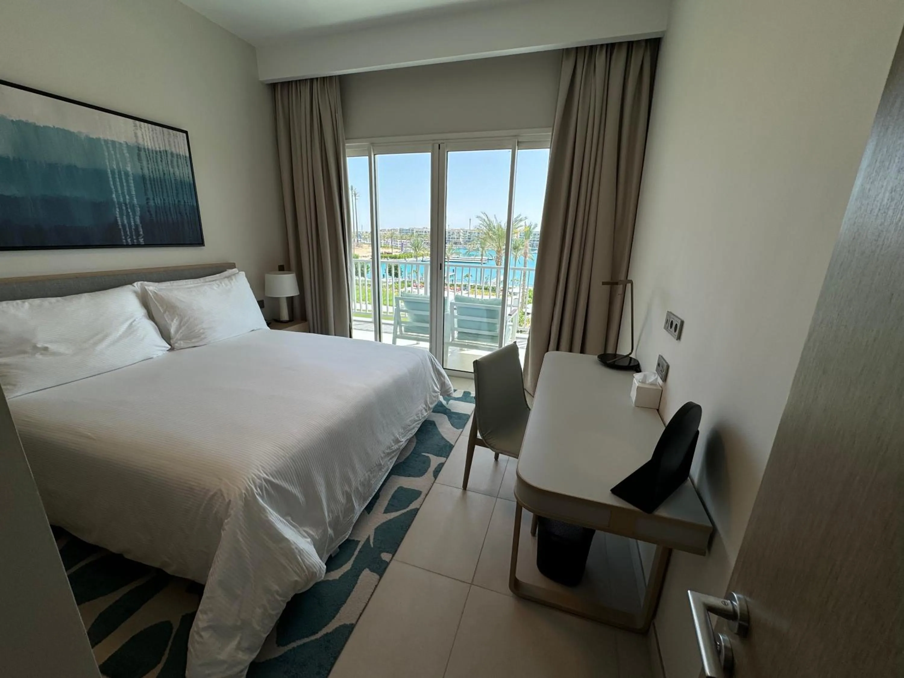 Bed in Vida Marina Resort Marassi Residences Three Bedroom Apartment Marina View