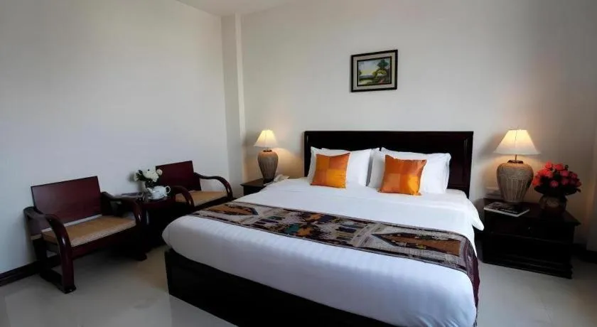 Bed in Lao Golden Hotel