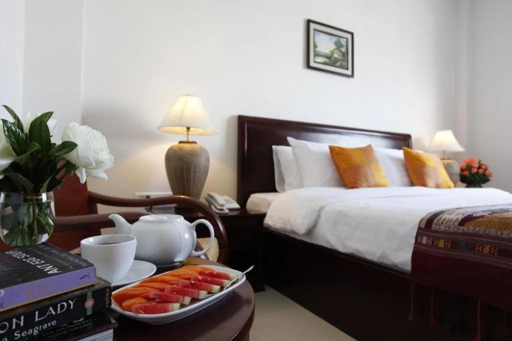 Bed in Lao Golden Hotel