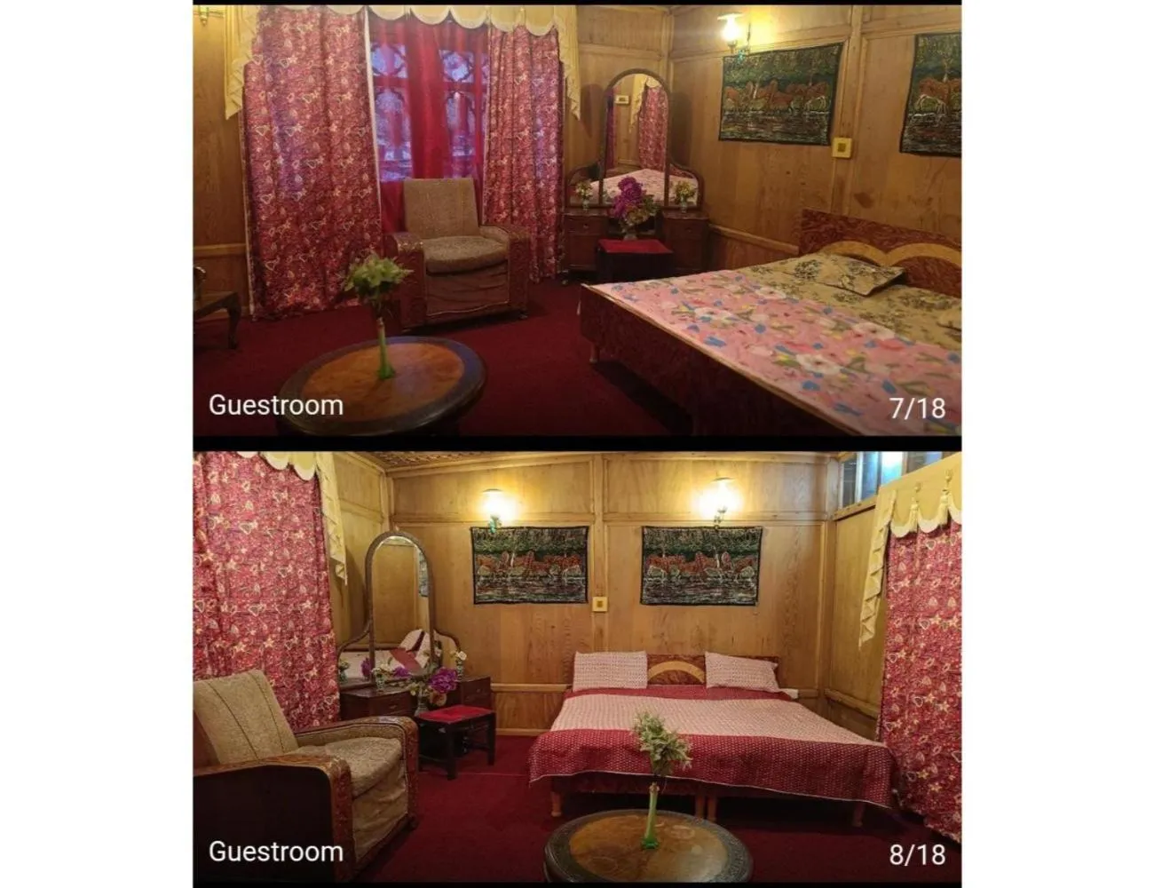 Bed in Taj Palace Houseboat, Srinagar