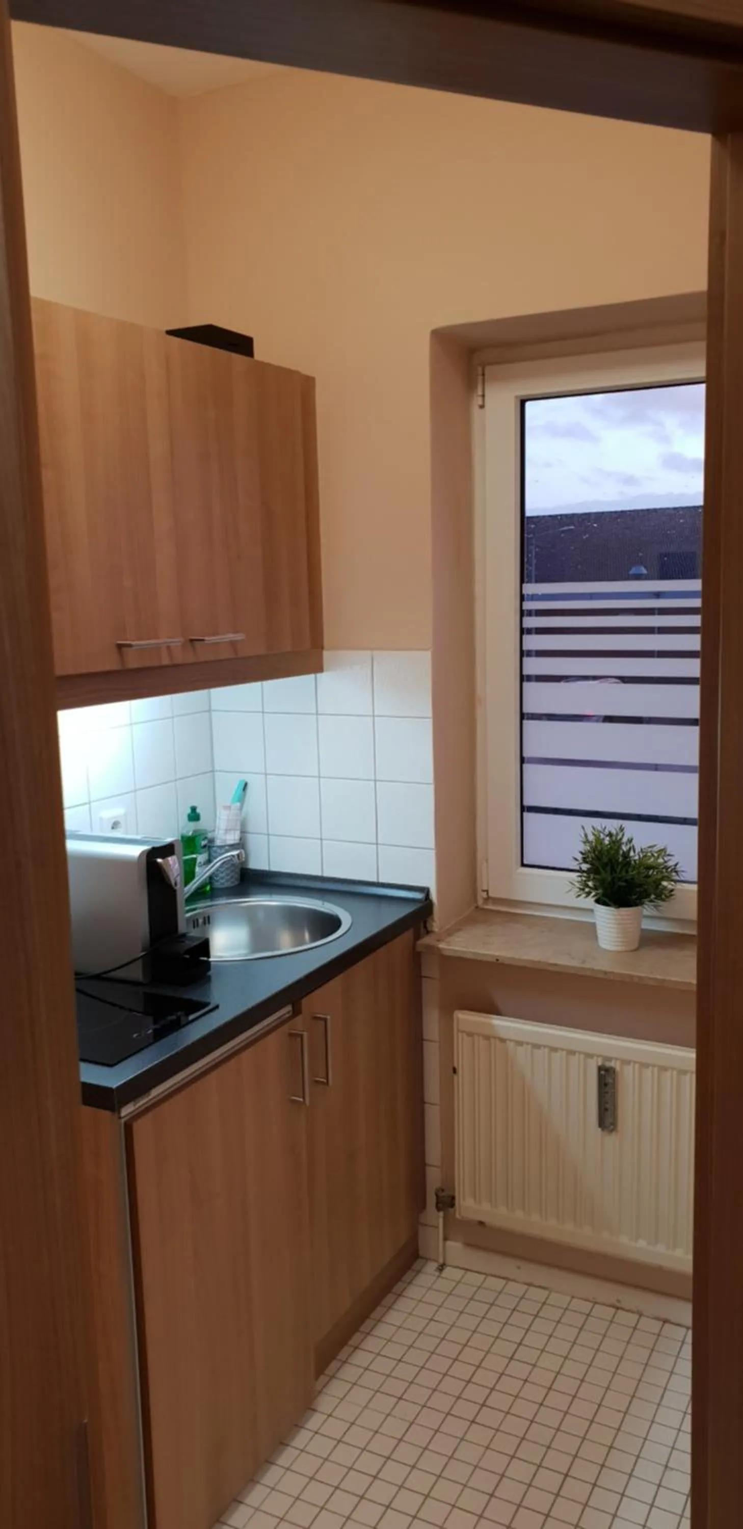 Kitchen or kitchenette in Airport Hotel One Aparthotel Sylt