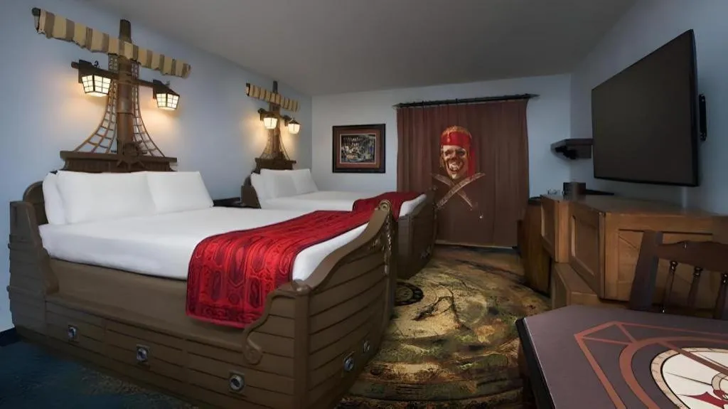 Bed in Disney's Caribbean Beach Resort
