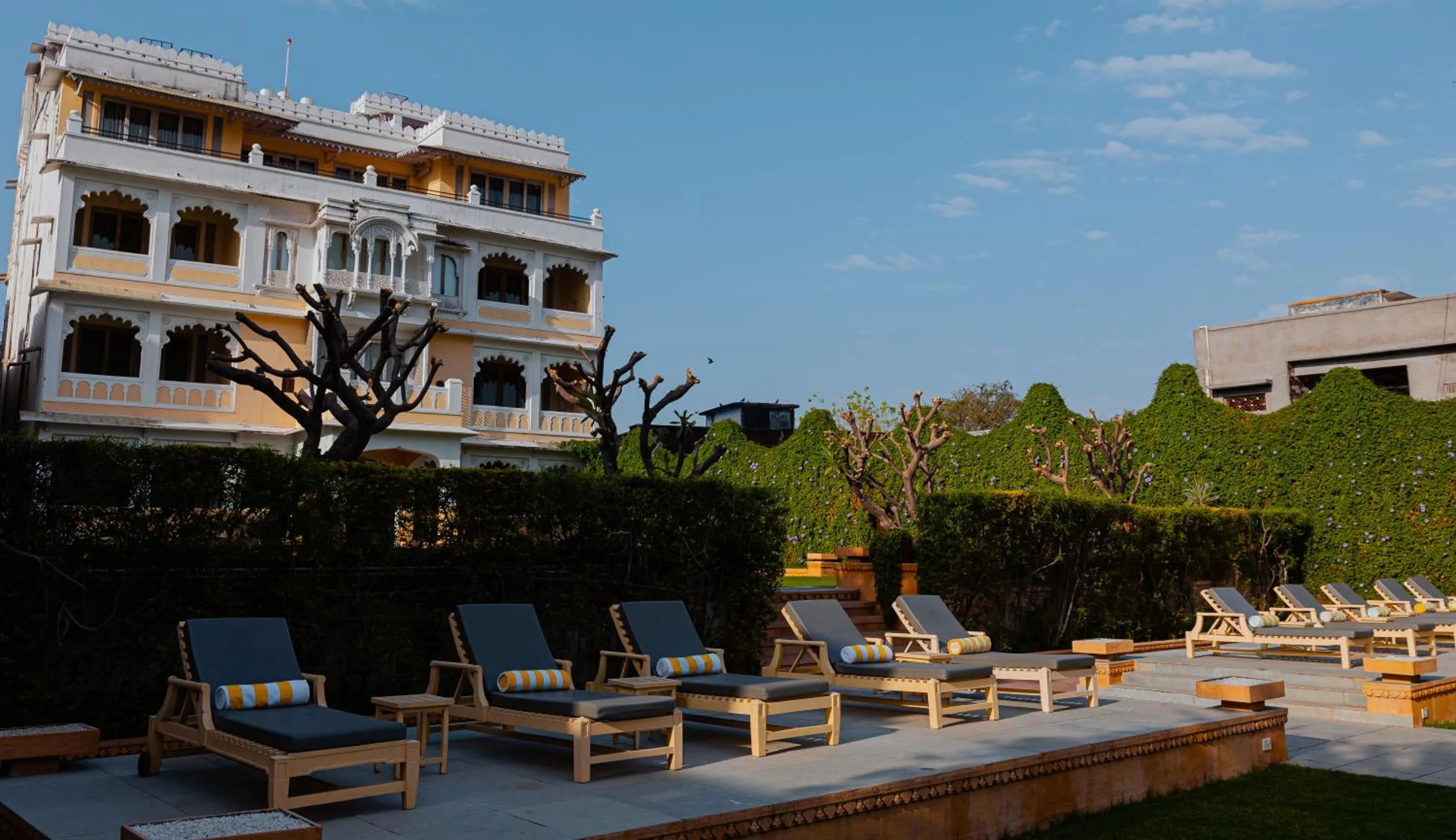 sunbed in The Rawla Narlai - A Luxury Heritage Stay in Leopard Country