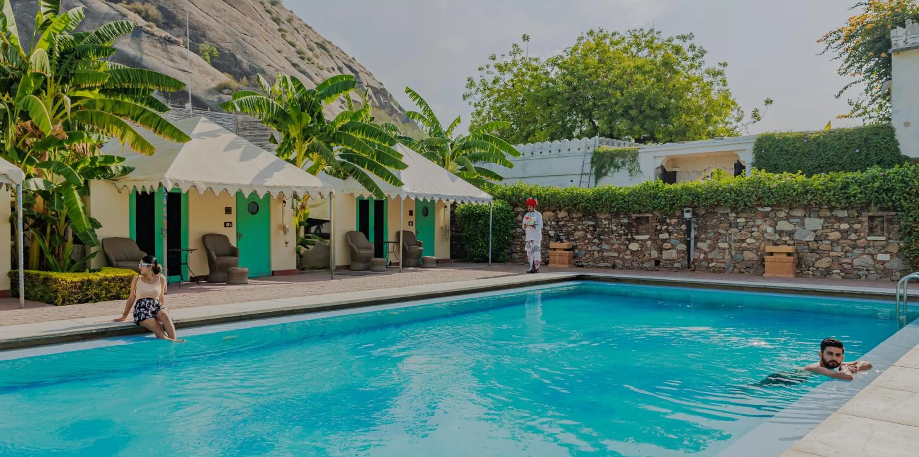 Pool view in The Rawla Narlai - A Luxury Heritage Stay in Leopard Country