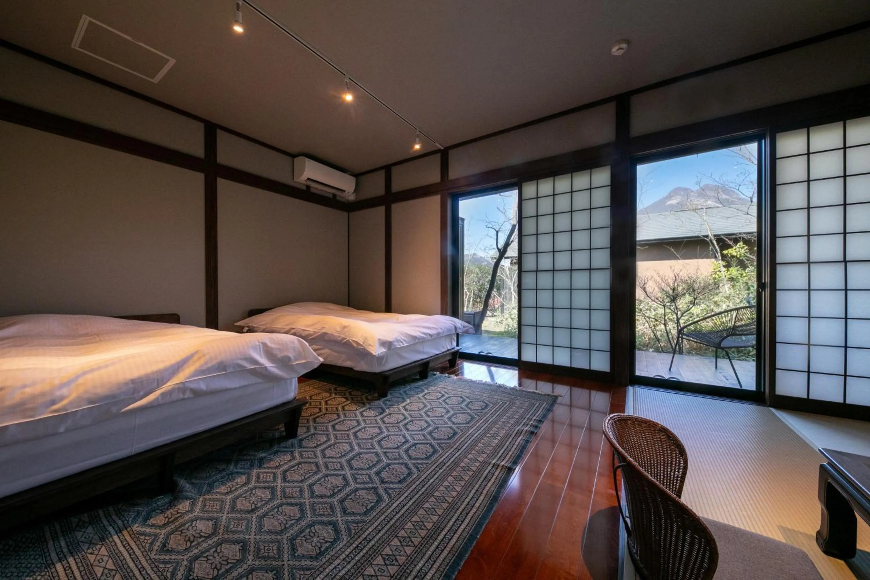 Bed in Yufuin Kaze no Mori