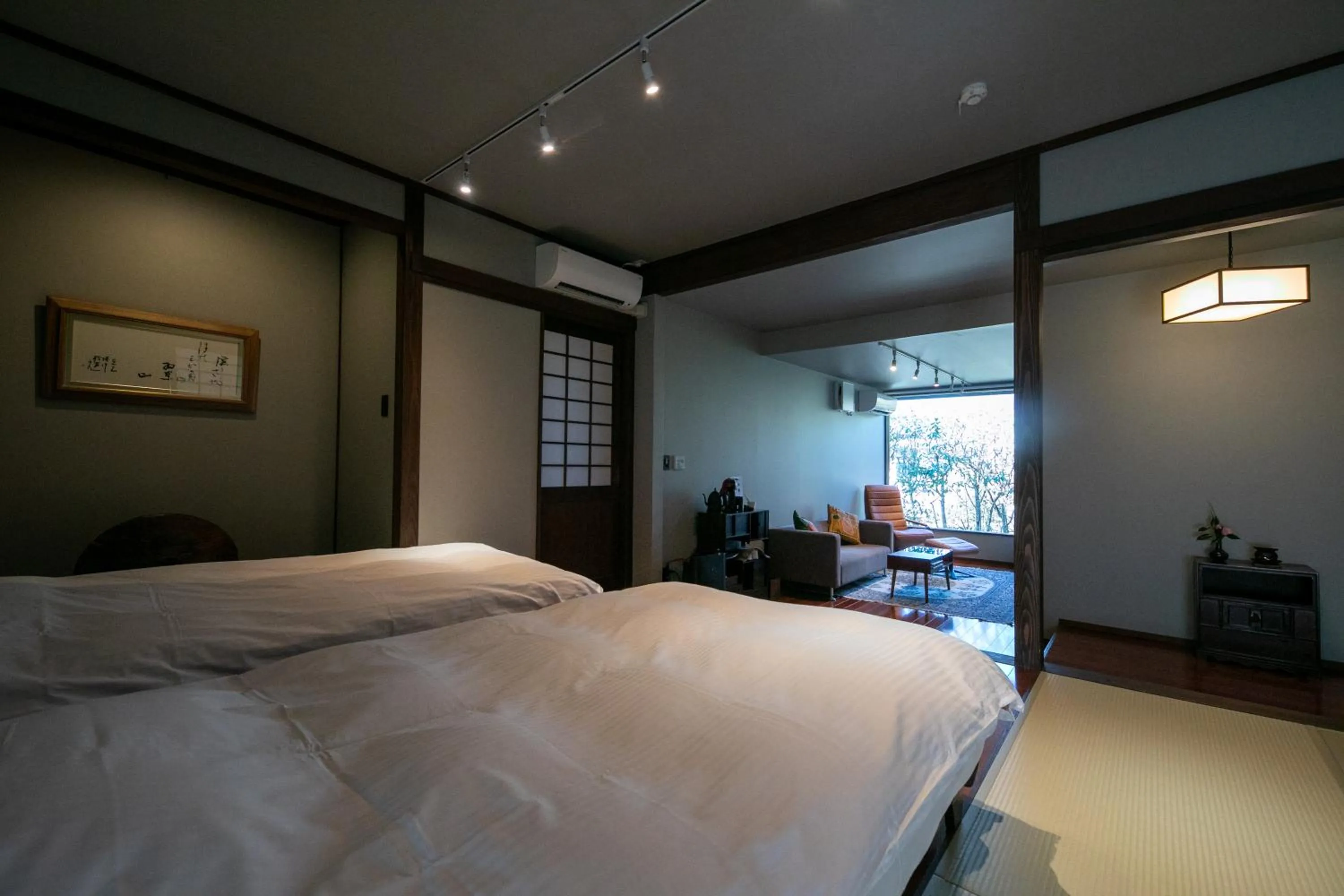 Bed in Yufuin Kaze no Mori