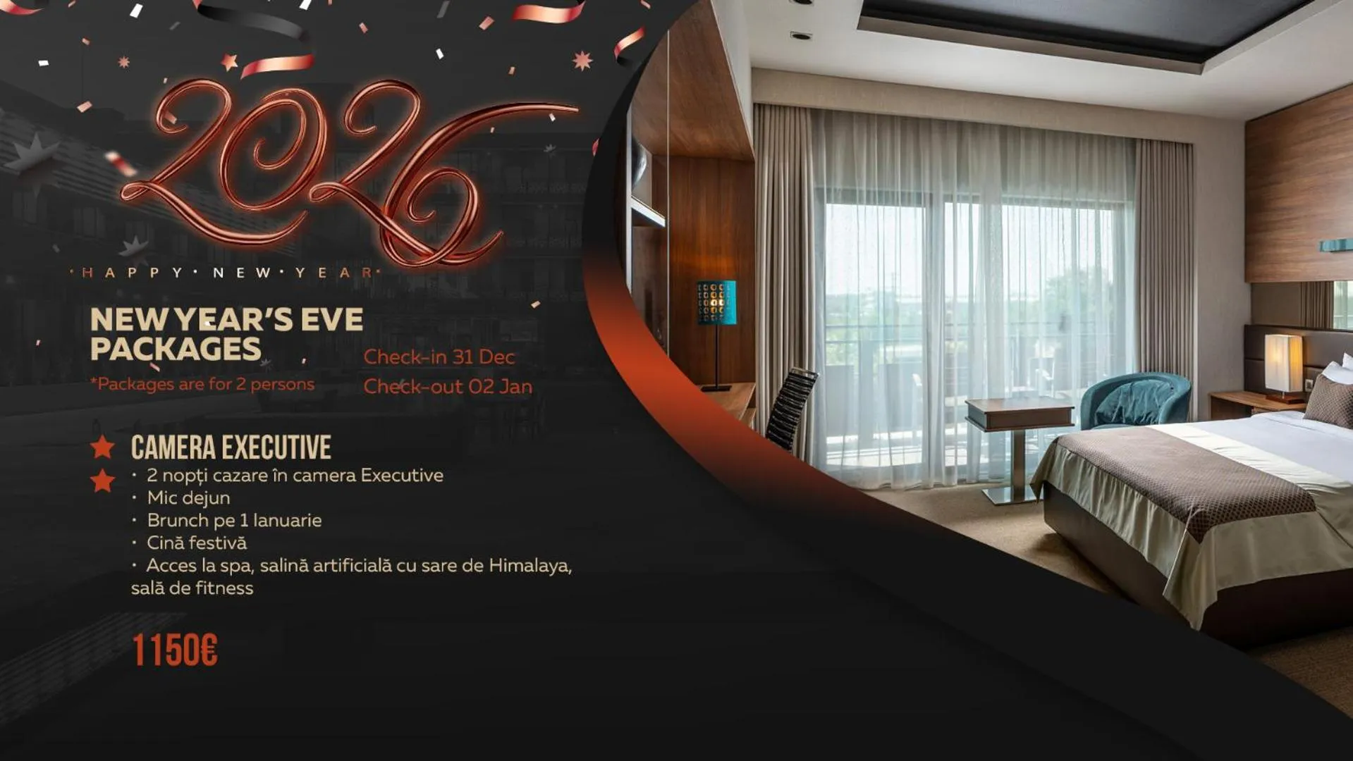 Text overlay, Bed in Sky Blue Hotel & Spa