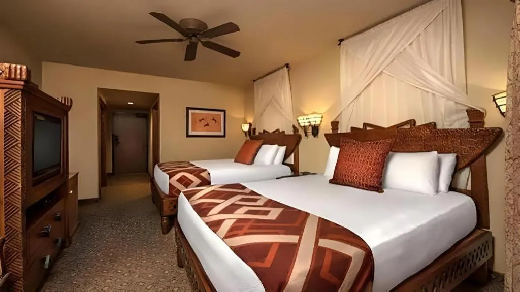 Bed in Disney's Animal Kingdom Lodge